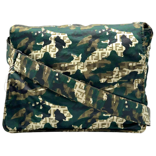Fendi Messenger Bag Beige Zucchino Monogram Camouflage Satin
