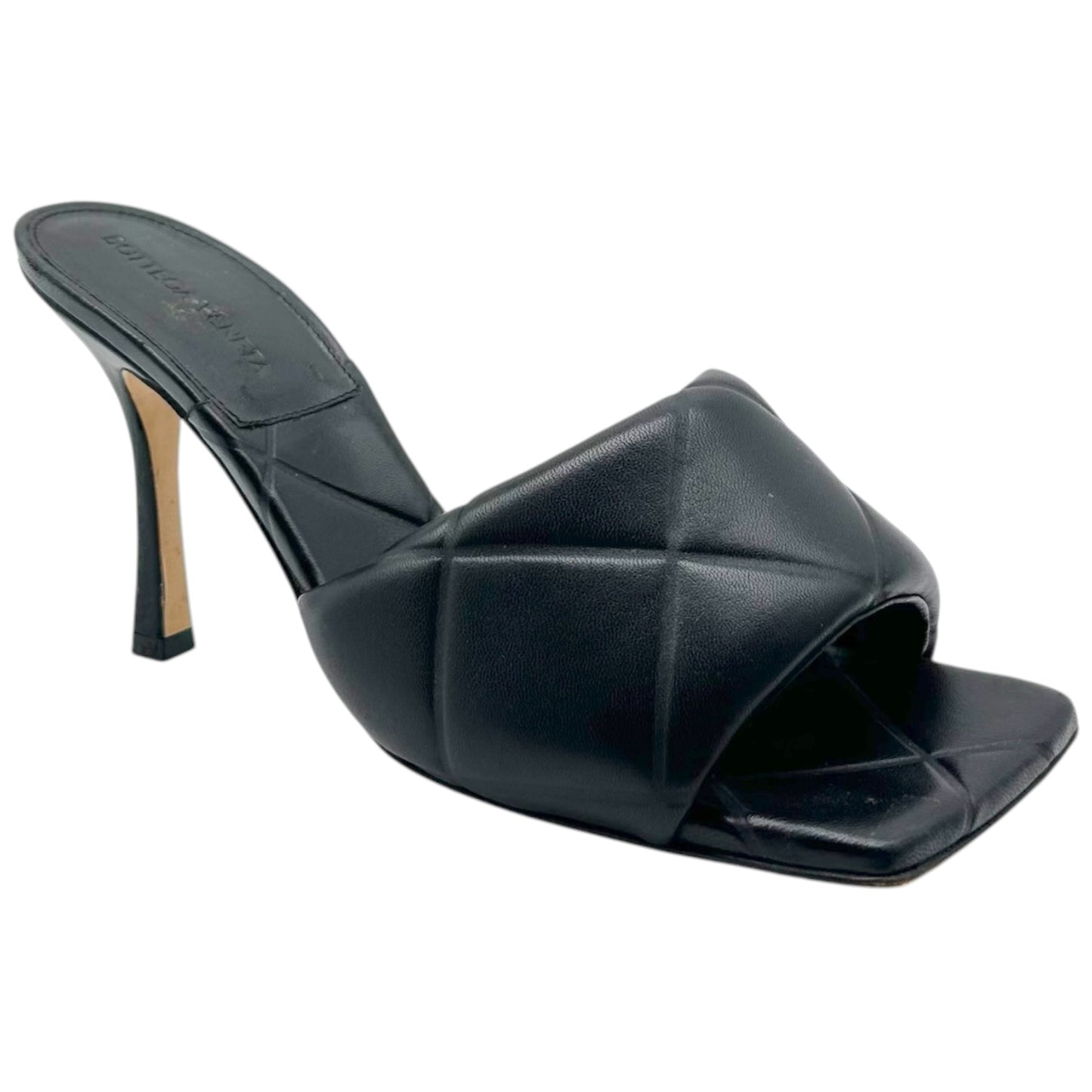 Bottega Veneta Black Leather Intrecciato Mule Heels