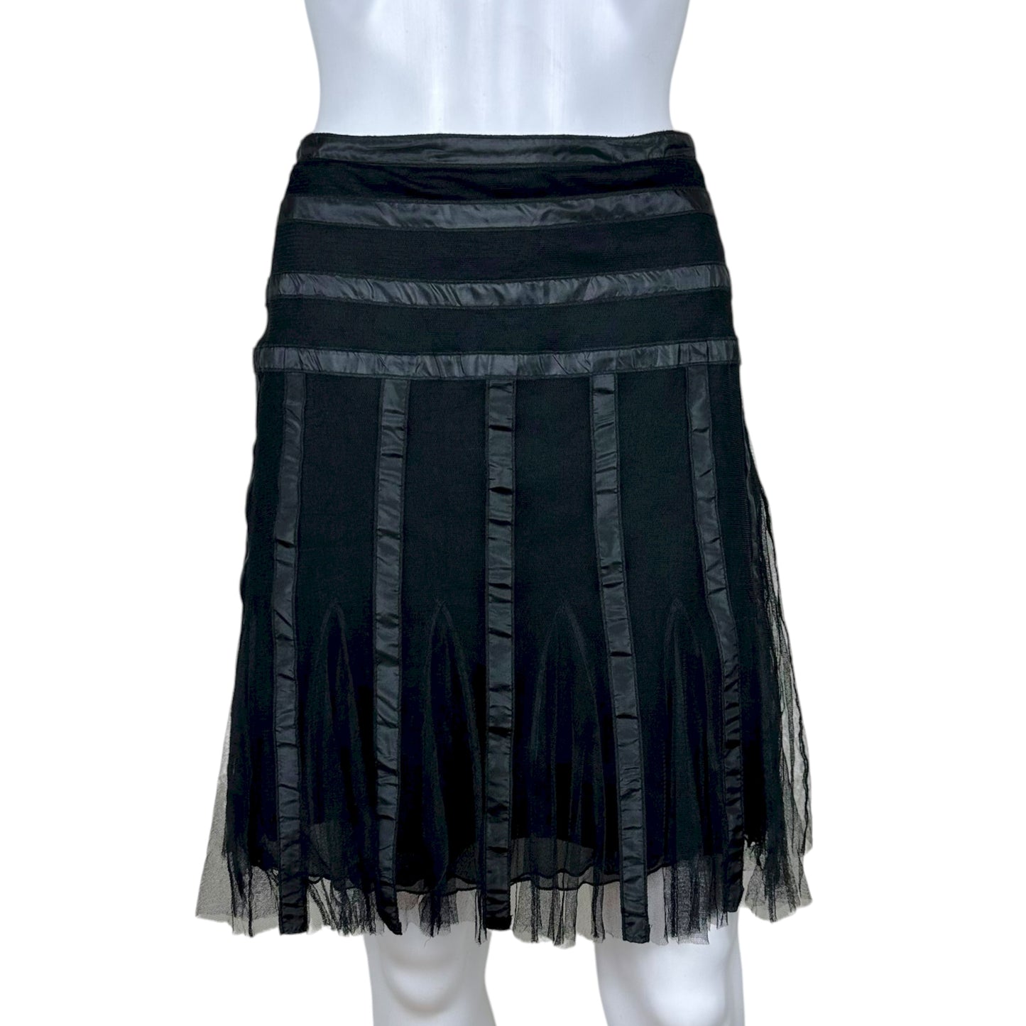 Blumarine Black Lace & Silk Midi Skirt - Outfit Repeater