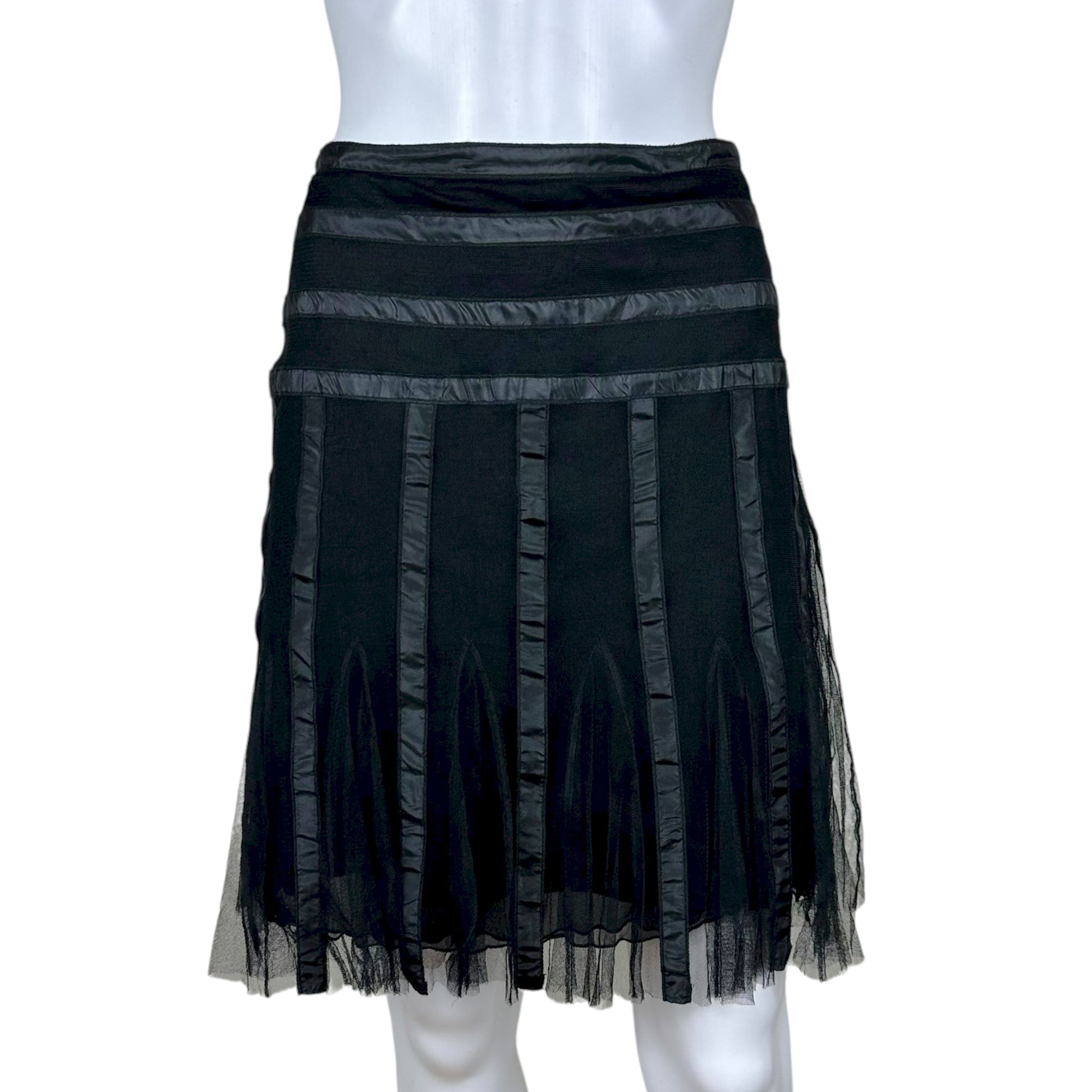 Blumarine Black Lace & Silk Midi Skirt - Outfit Repeater