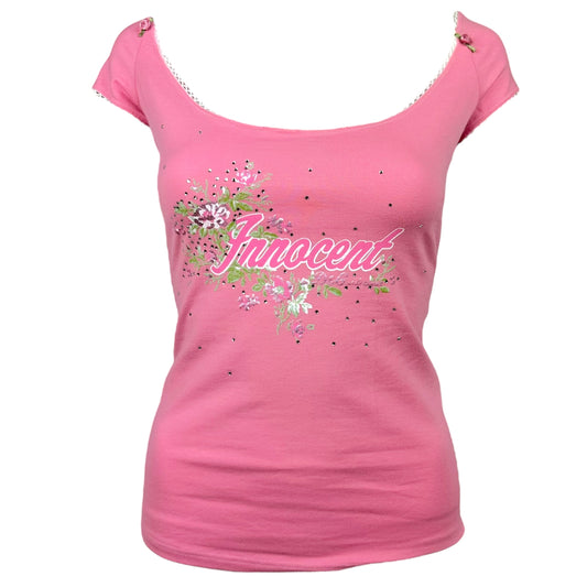 D&G Dolce & Gabbana Innocent Graphic Off the Shoulder T-Shirt - Outfit Repeater