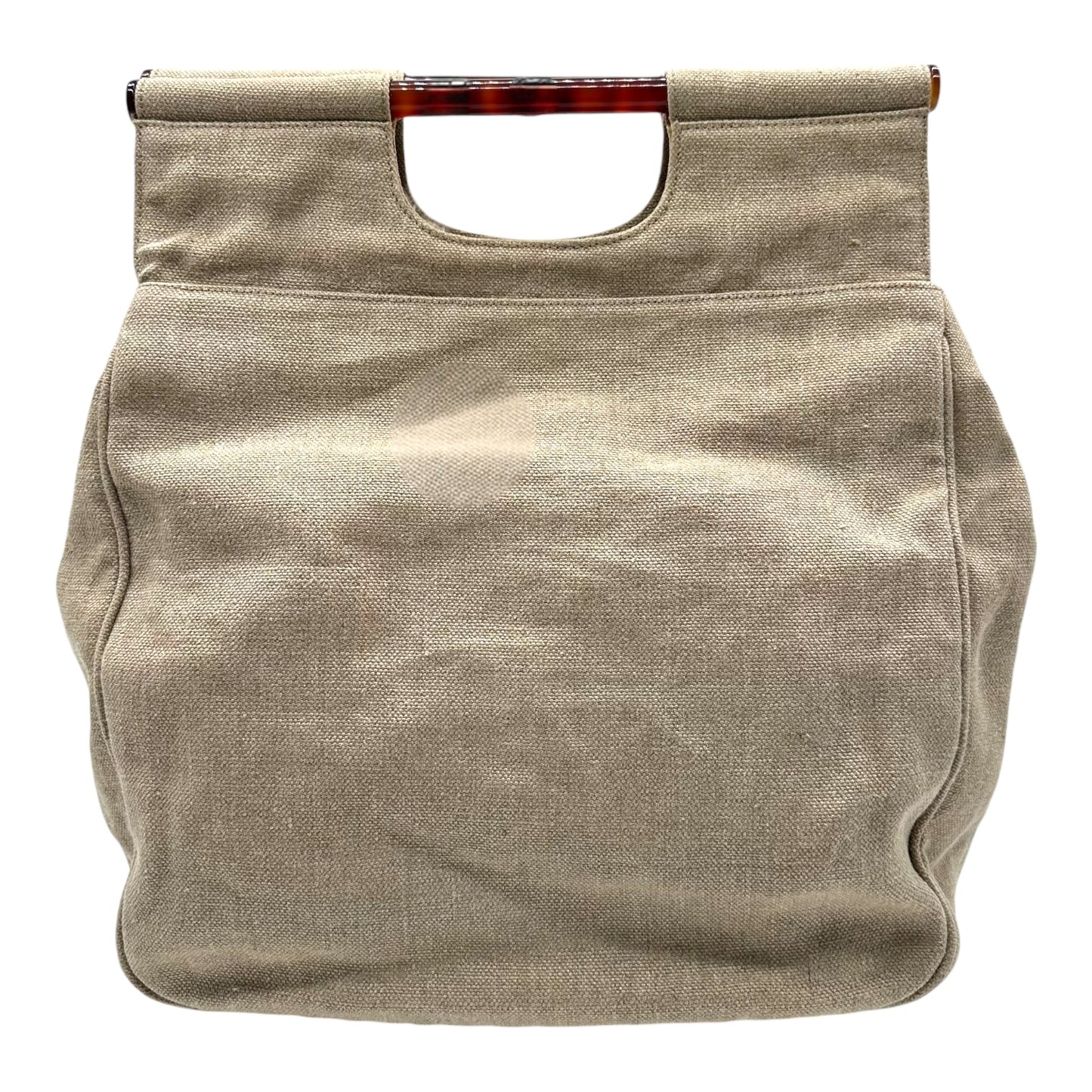 Chanel Large Beige Fabric & Plastic Handle Logo Clutch Bag 1996-97