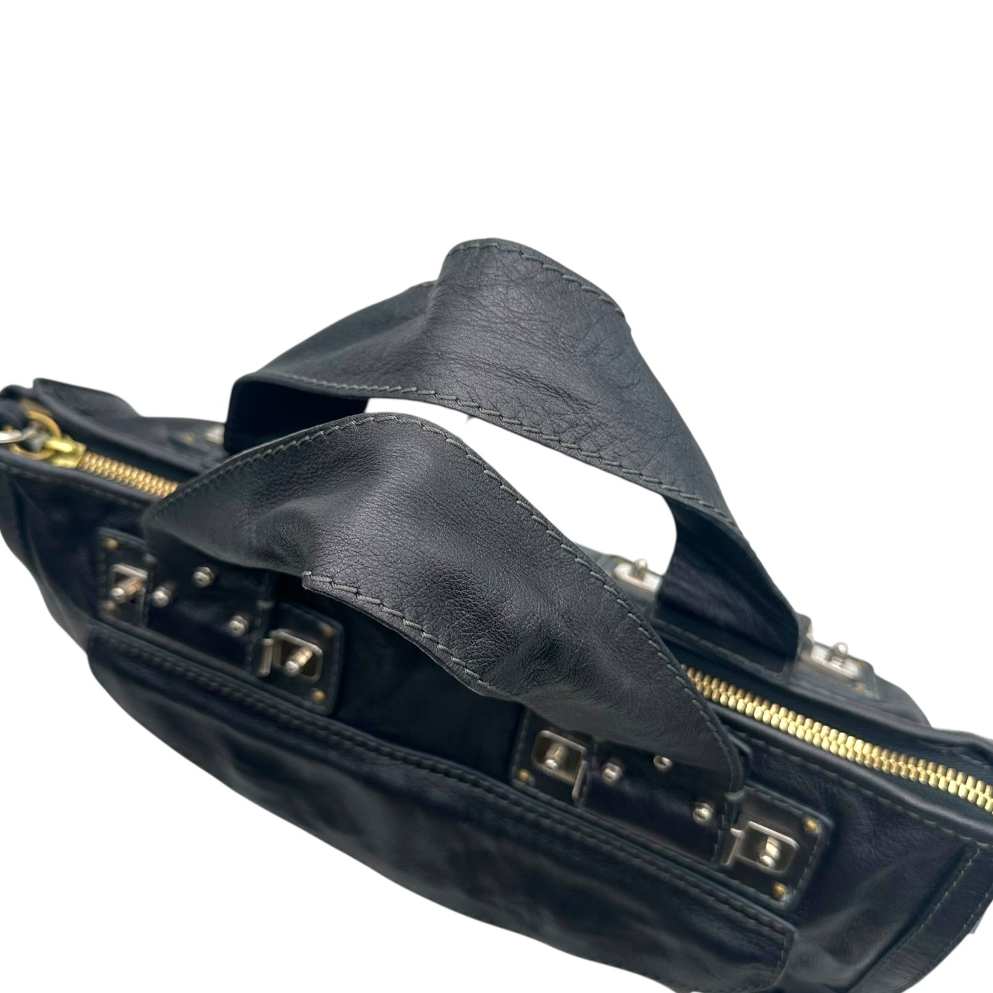 Chloe Black Leather Front Cargo Pocket Handbag