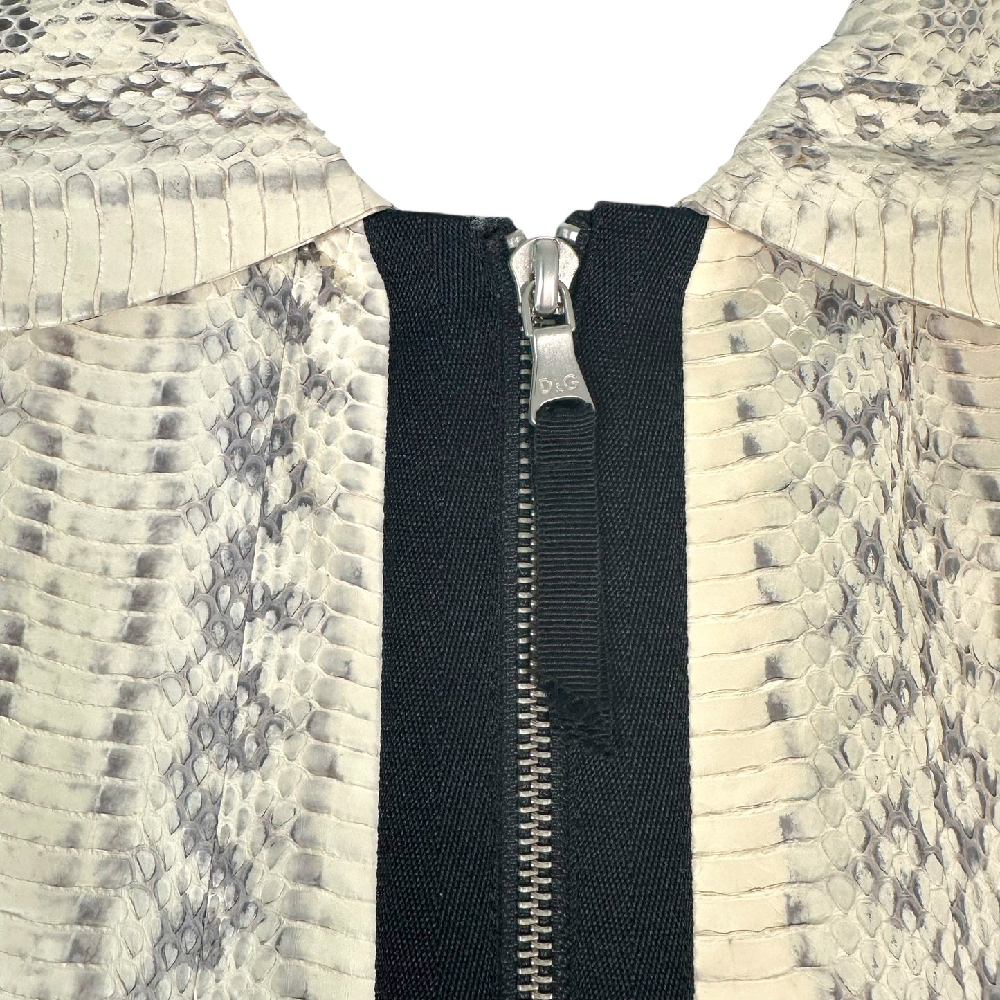 D&G Dolce & Gabbana White Watersnake Snakeskin Crop Jacket - Outfit Repeater