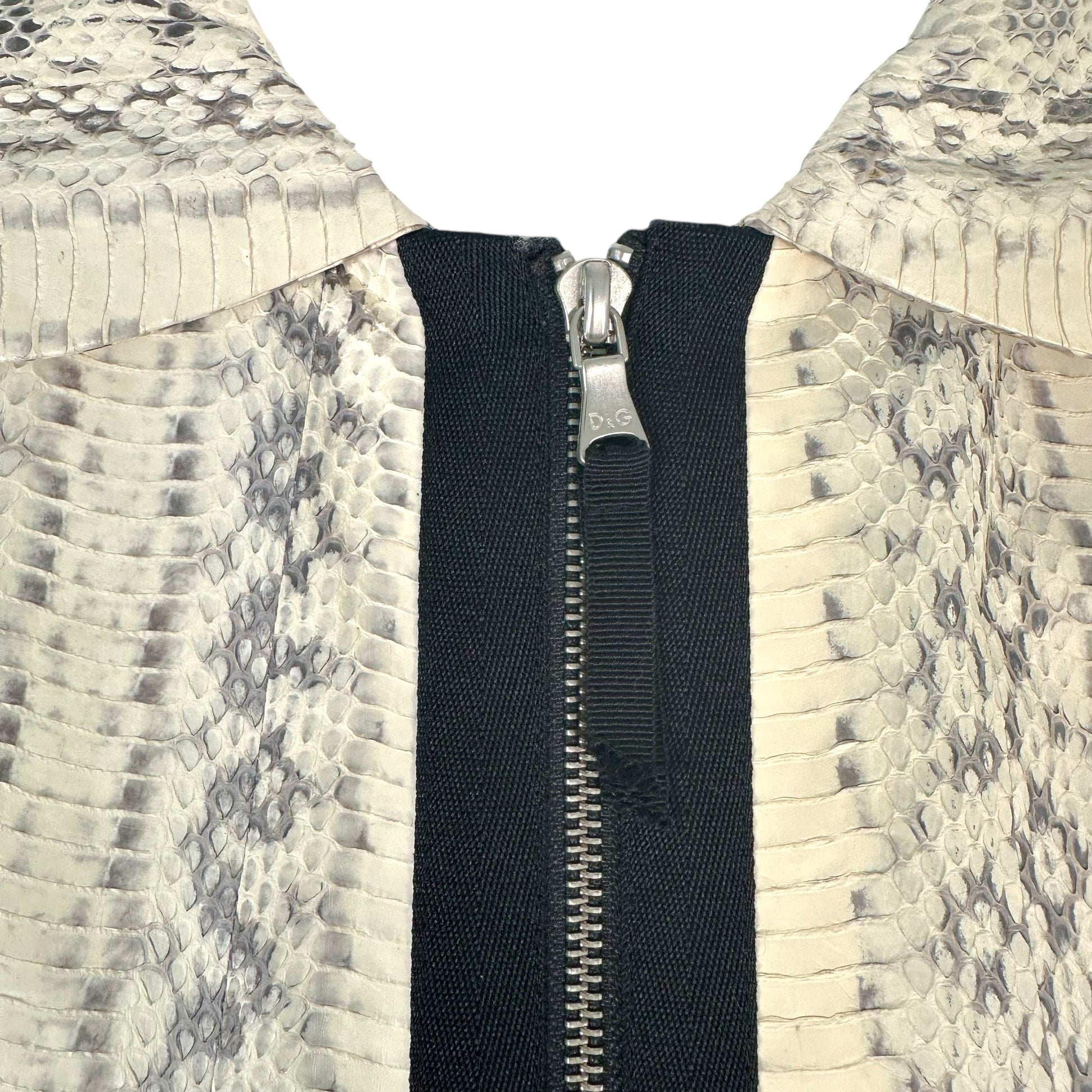 D&G Dolce & Gabbana White Watersnake Snakeskin Crop Jacket - Outfit Repeater