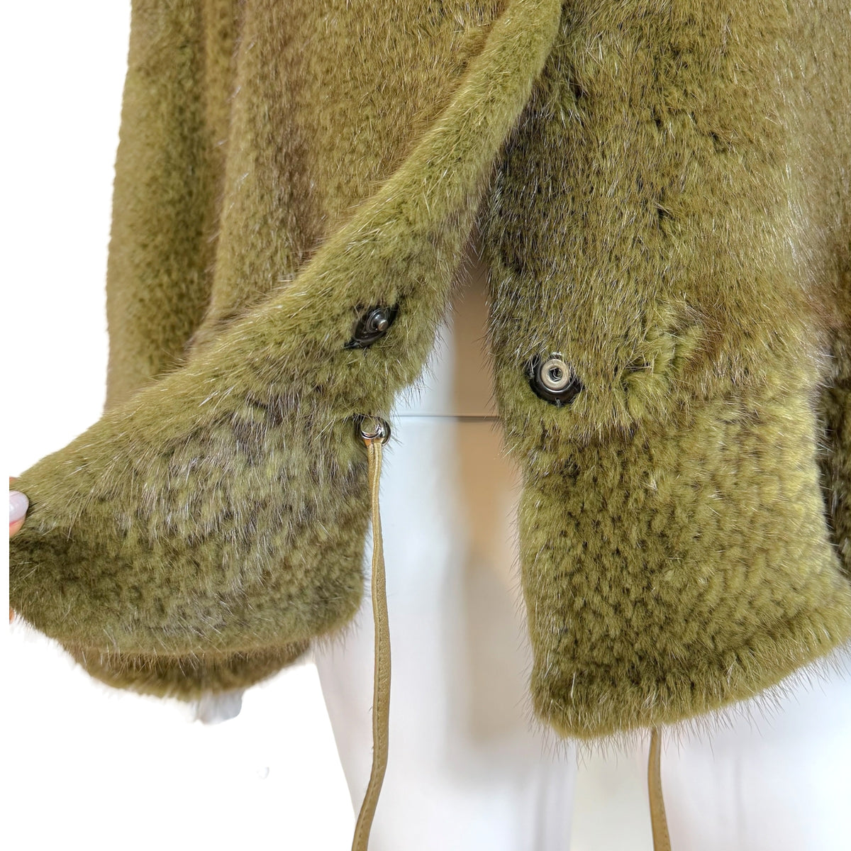 Roberto Cavalli Mink Fur Puff Sleeve Coat Khaki Green