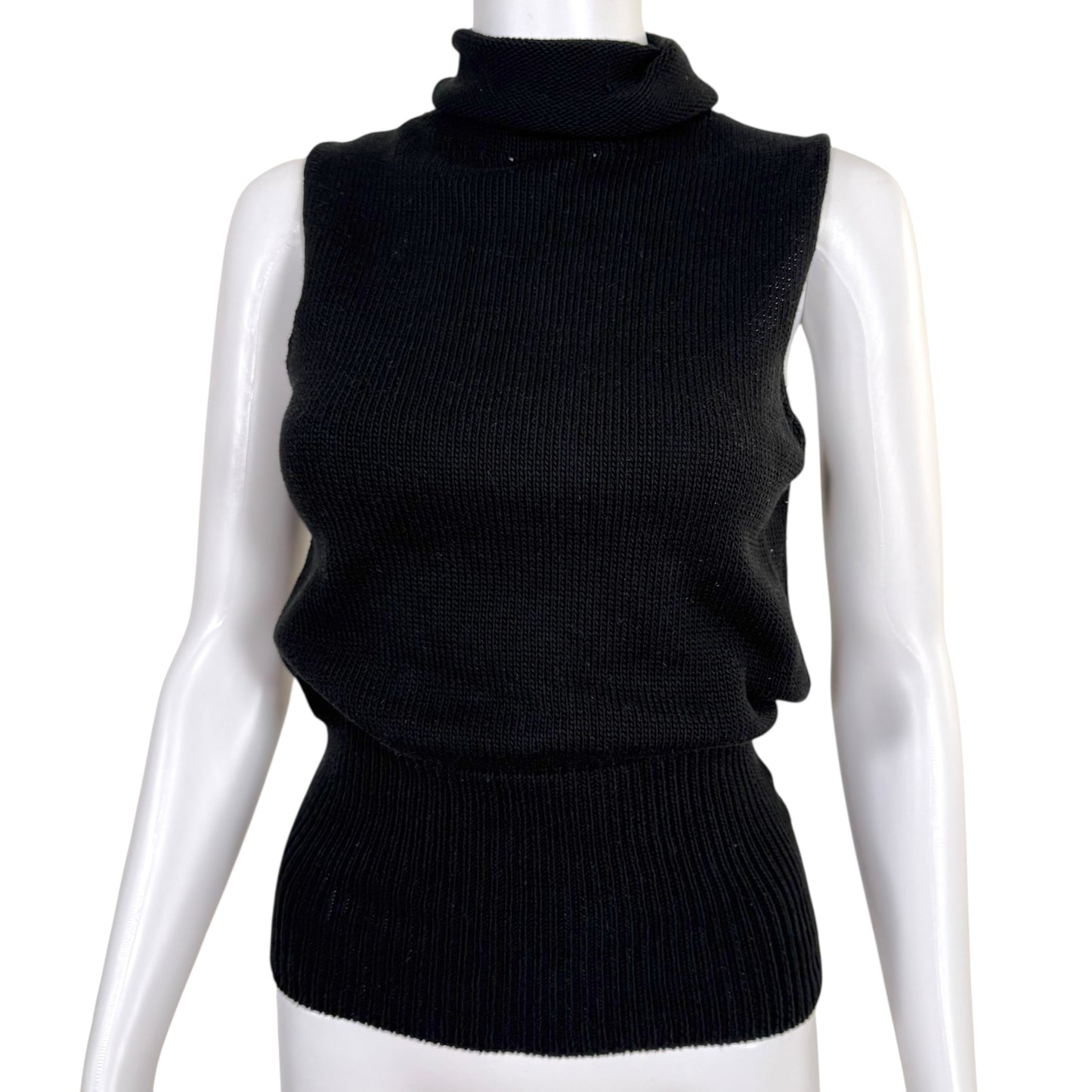 Gucci by Tom Ford Black Sleeveless Turtleneck Cotton Knit Top - Outfit Repeater