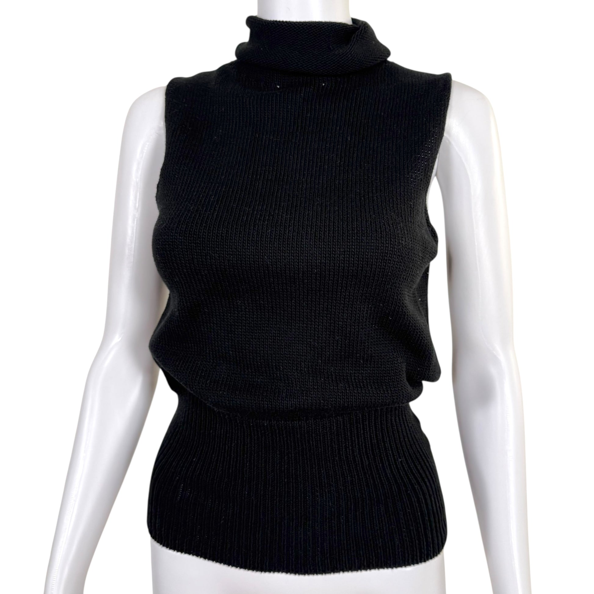 Gucci by Tom Ford Black Sleeveless Turtleneck Cotton Knit Top - Outfit Repeater