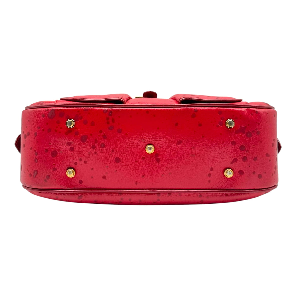 Christian Dior Red Spotted Leather Small Bowler Handbag