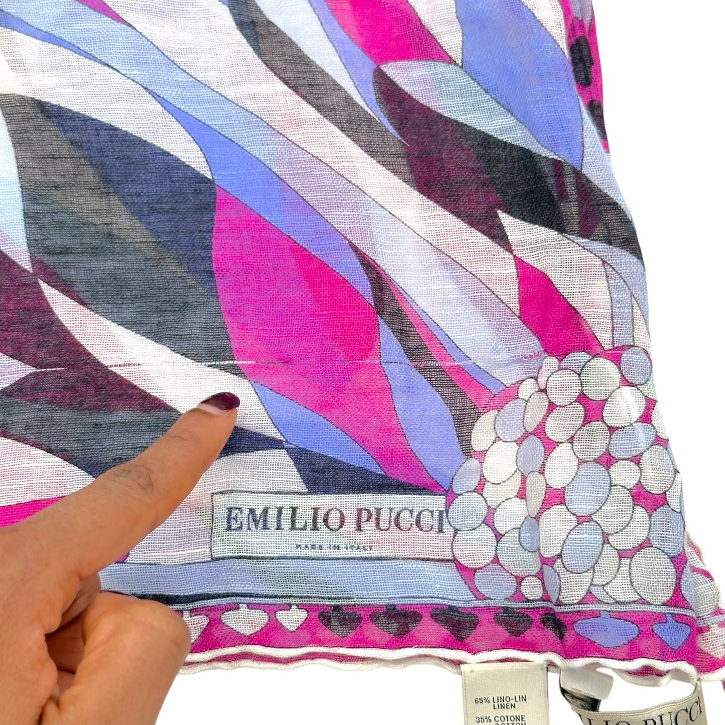 Emilio Pucci Purple Printed Linen Scarf