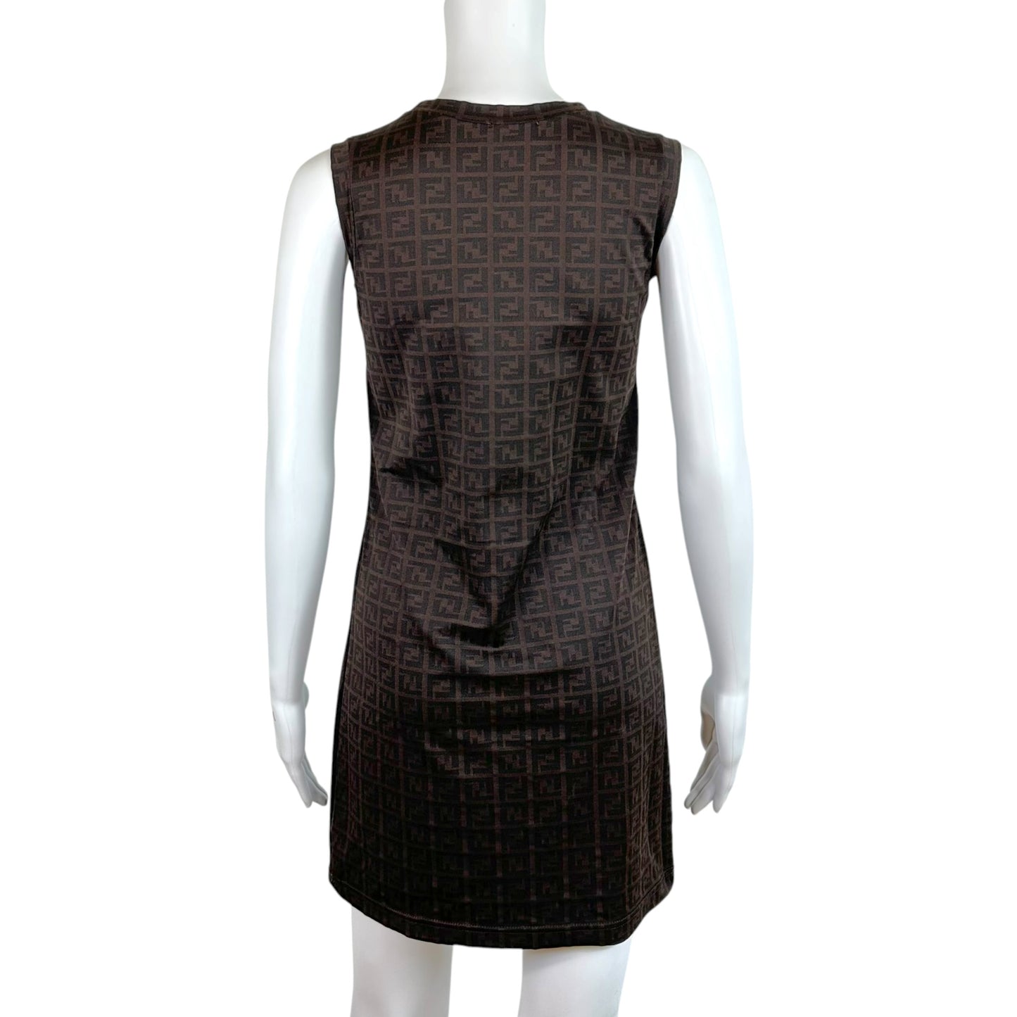 Fendi Mini Dress Brown Black Zucca Monogram Sleeveless