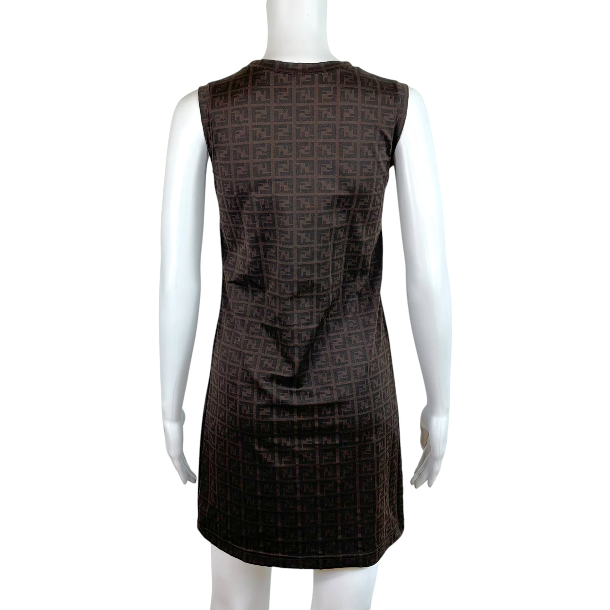 Fendi Mini Dress Brown Black Zucca Monogram Sleeveless