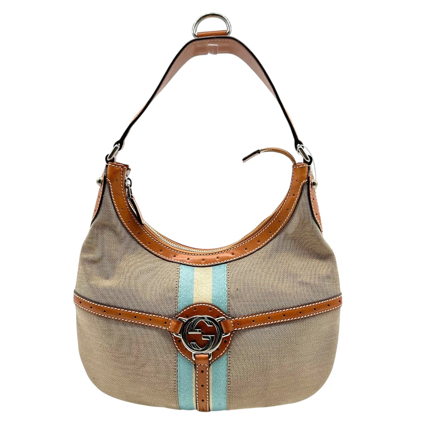 Gucci by Tom Ford Tan & Blue 'Thong' Bag