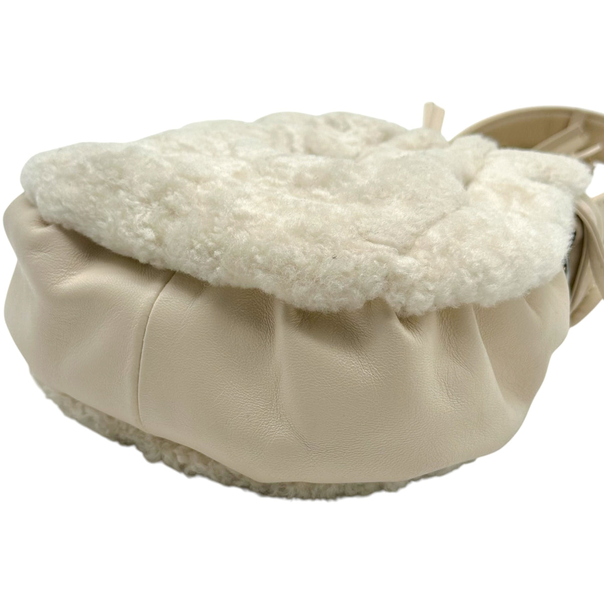 Chanel Ivory Shearling Fringe Drawstrimg Mini Bucket Handbag 2003-04