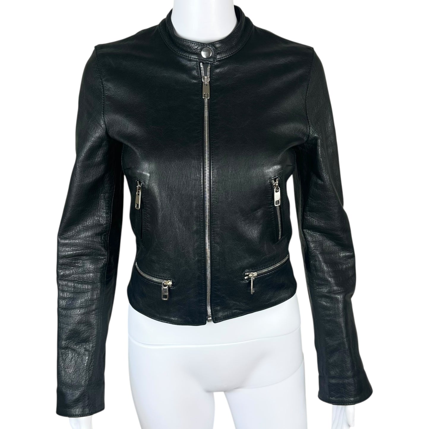 Dolce & Gabbana Black Cropped Leather Jacket