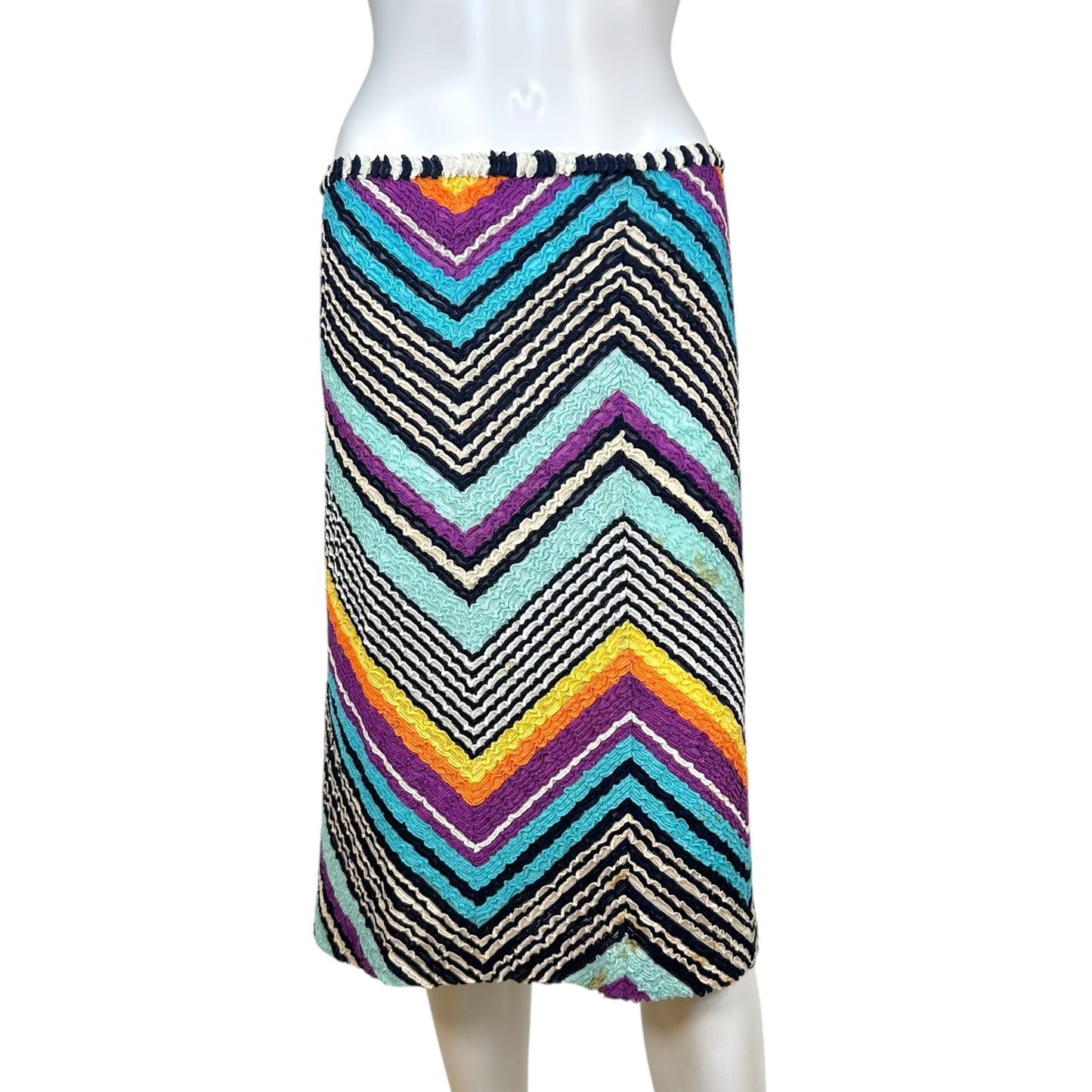 Missoni Midi Skirt Multicolor Chevron Print Elastic Waist