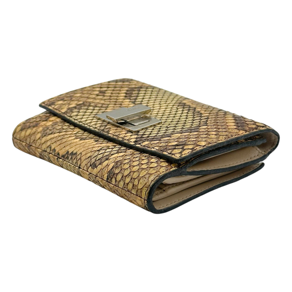 Fendi Tan Python Bi-Fold Turnlock Wallet
