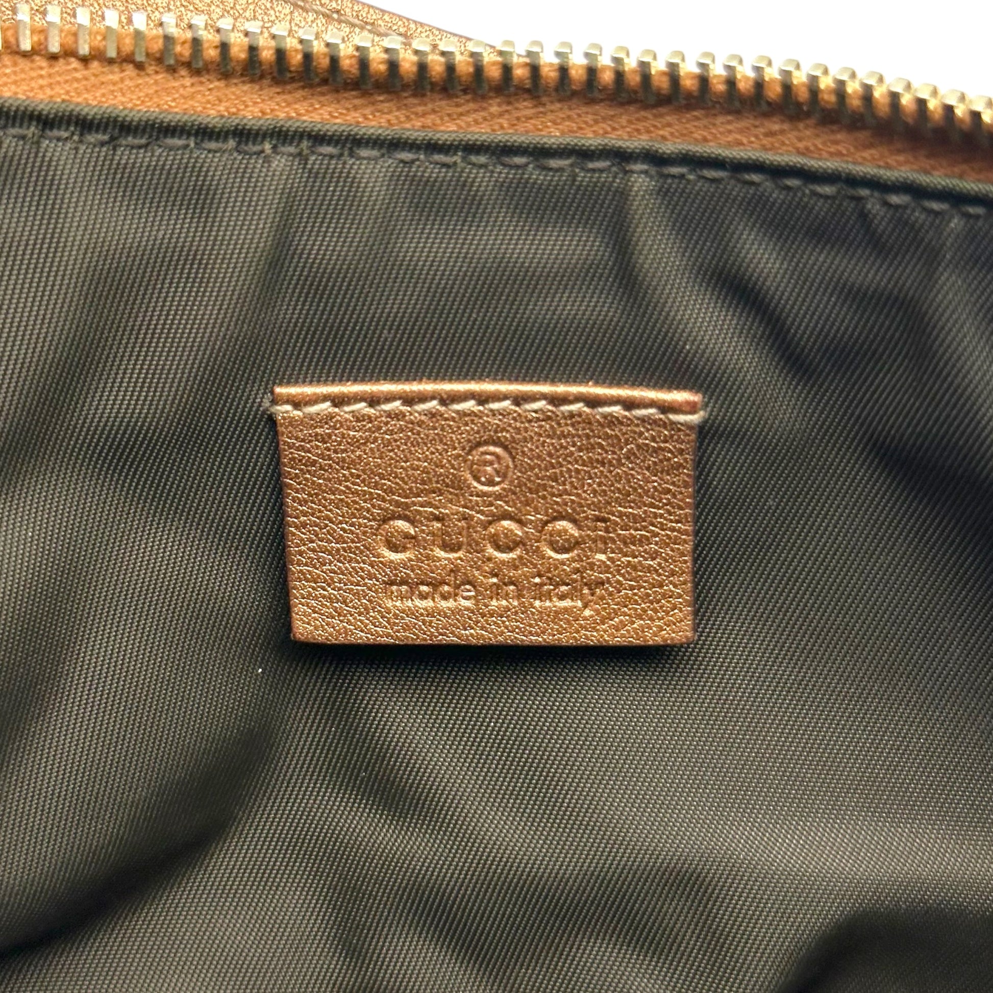 Gucci Bronze Metallic Monogram Pochette Bag
