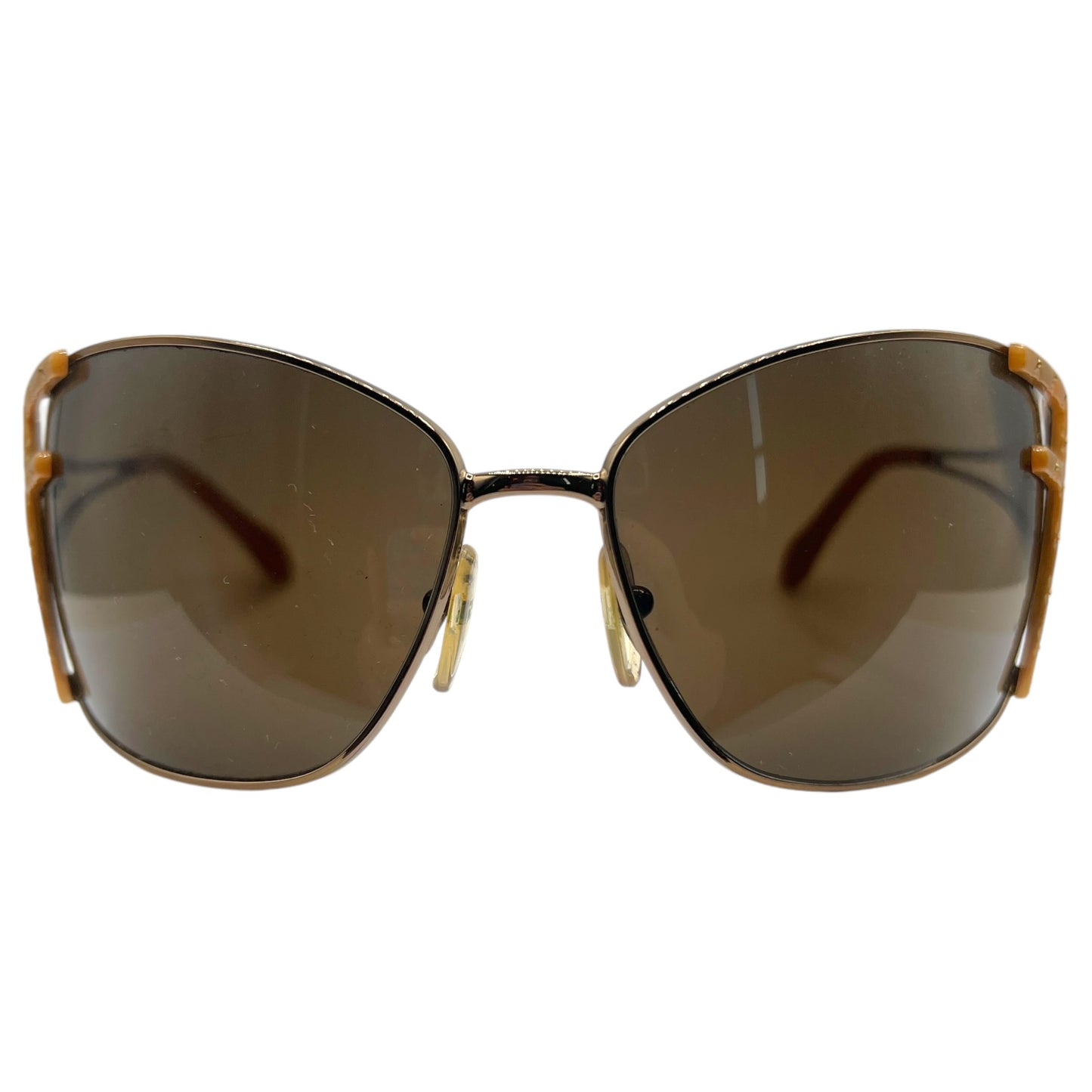 Fendi FS413 Logo Lens Brown Oversized Sunglasses w/ Case