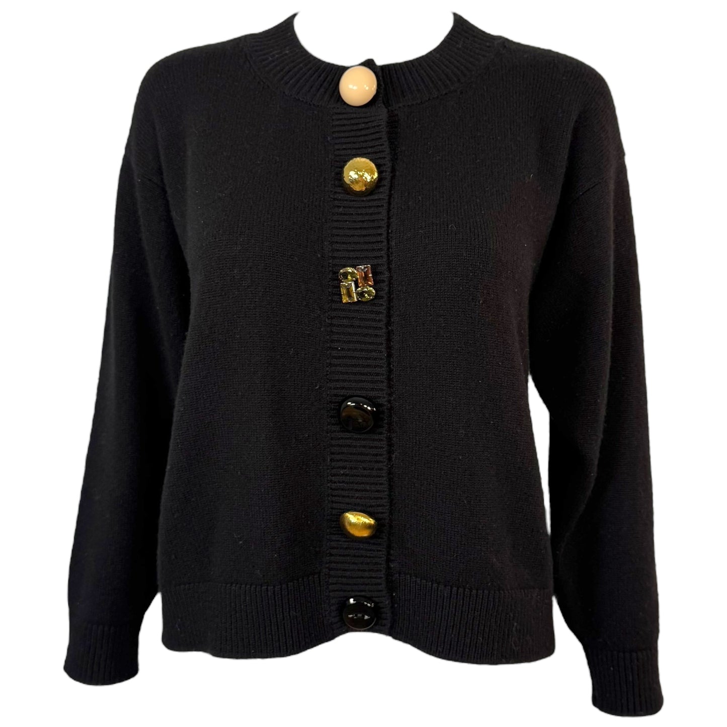 Dolce & Gabbana Black Cashmere Cardigan w/ Mismatched Buttons - Outfit Repeater