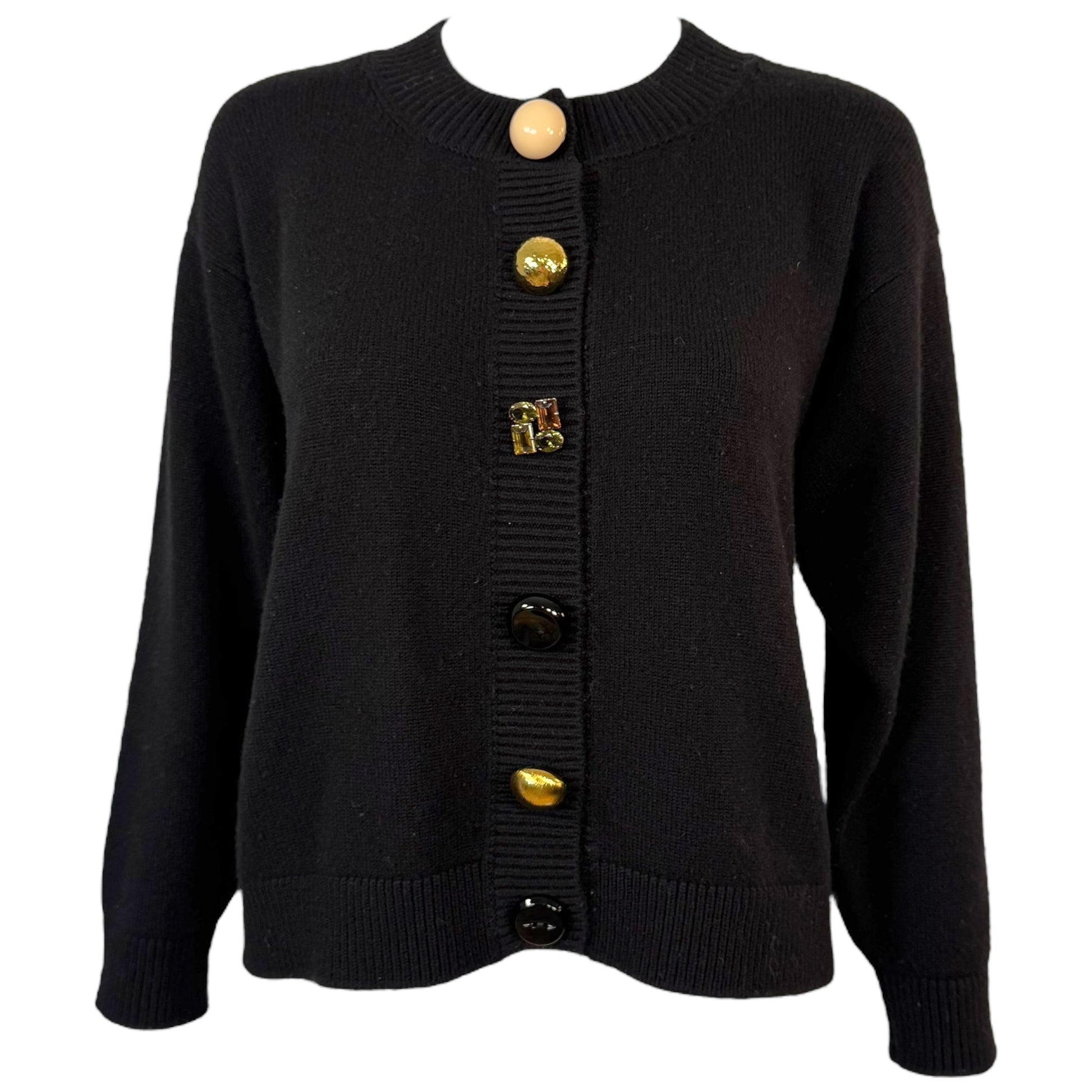 Dolce & Gabbana Black Cashmere Cardigan w/ Mismatched Buttons - Outfit Repeater