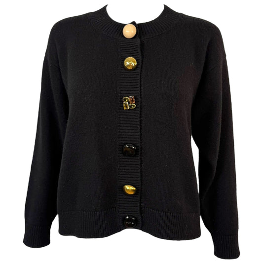 Dolce & Gabbana Black Cashmere Cardigan w/ Mismatched Buttons - Outfit Repeater