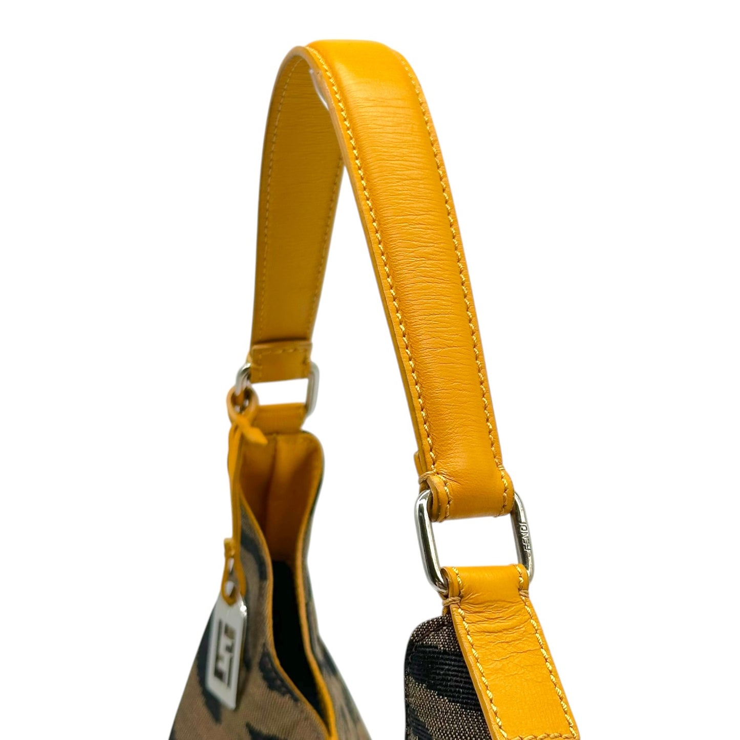 Fendi Brown Zebra Print & Mustard Yellow Hobo Shoulder Bag