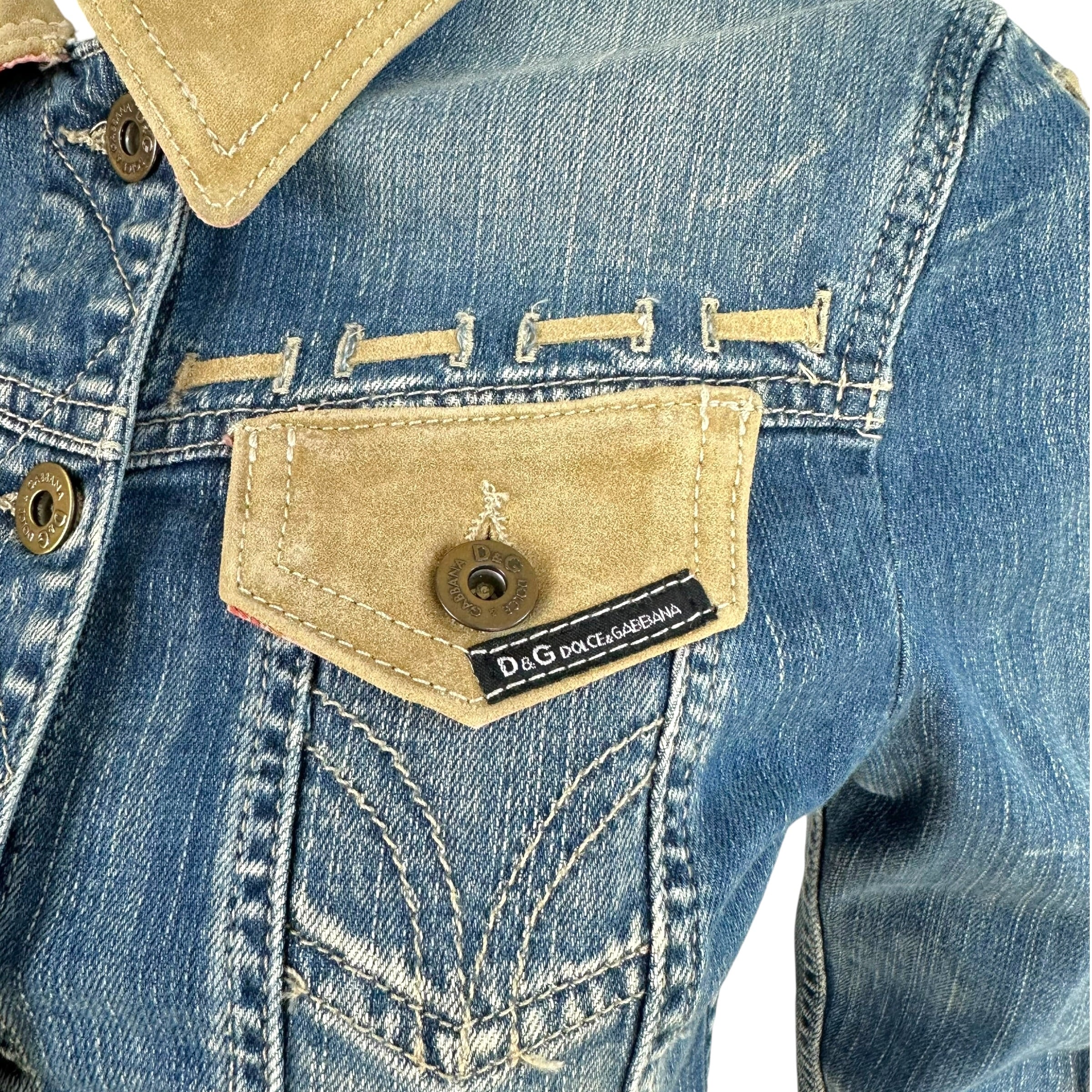 Dolce & Gabbana Denim Suede Lace-Up Jacket Blue Tan – Outfit Repeater
