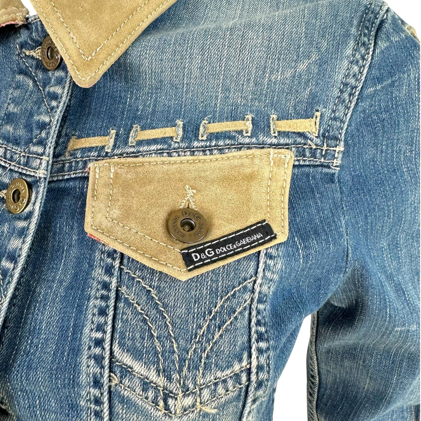 D&G Dolce & Gabbana Denim & Suede Lace-Up Jacket