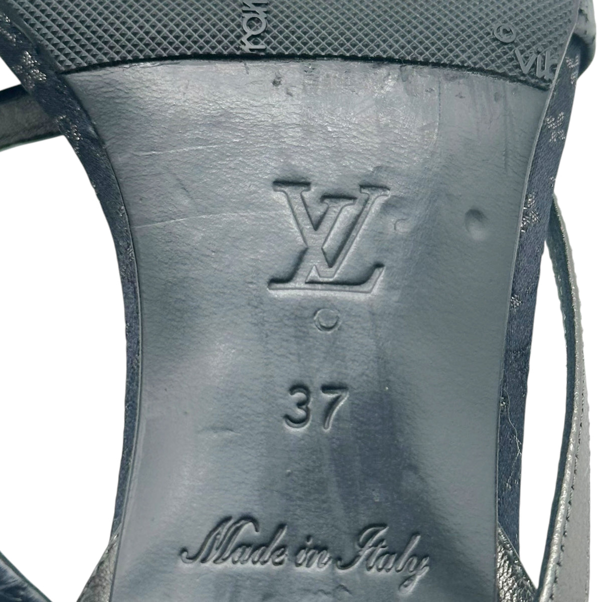 Louis Vuitton Black Satin Monogram & Python Strappy Kitten Heel Sandals