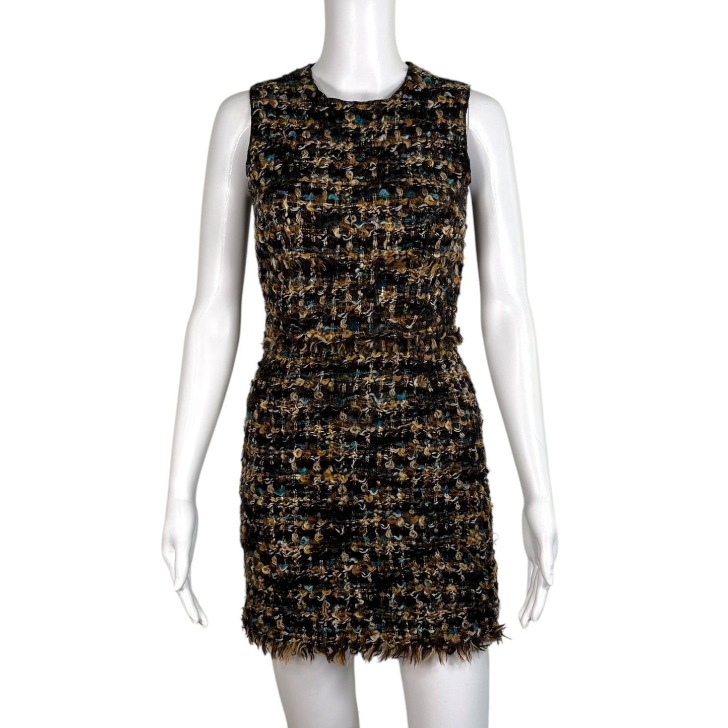 Dolce & Gabbana Brown Muticolor Tweed Mini Dress