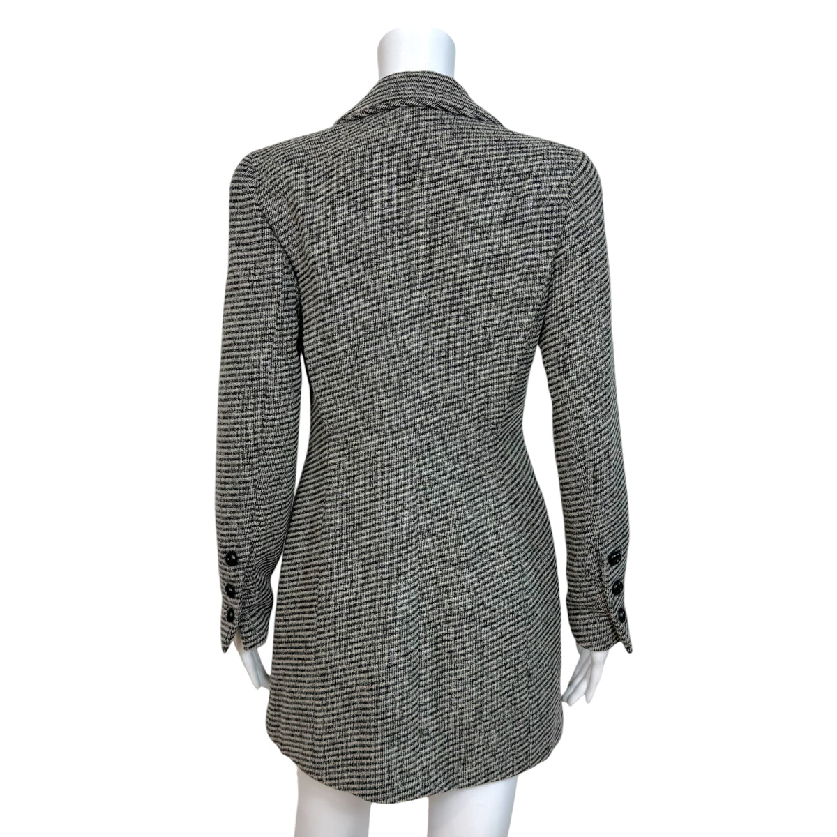 Chanel Black & White Wool Tweed Mid-Length Jacket
