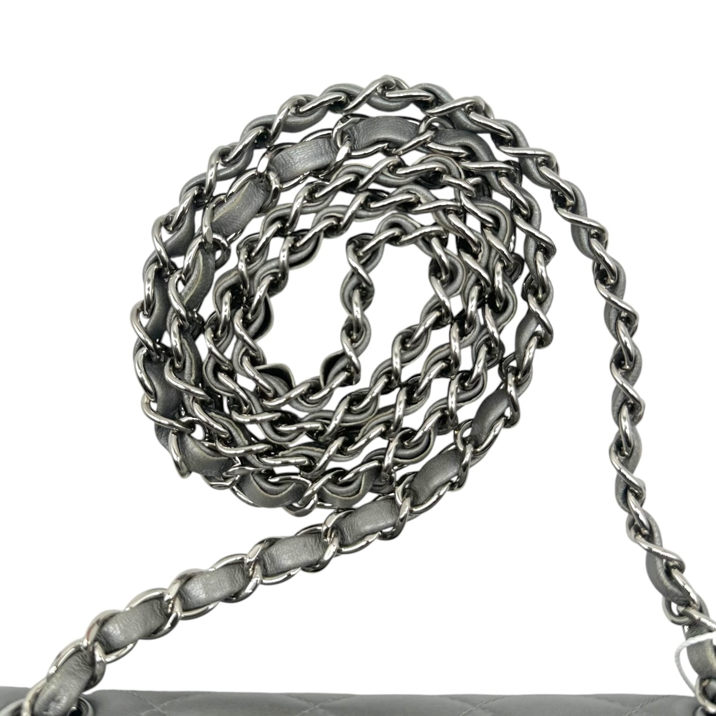 Chanel Metallic Silver Matelasse Small Classic Flap Bag