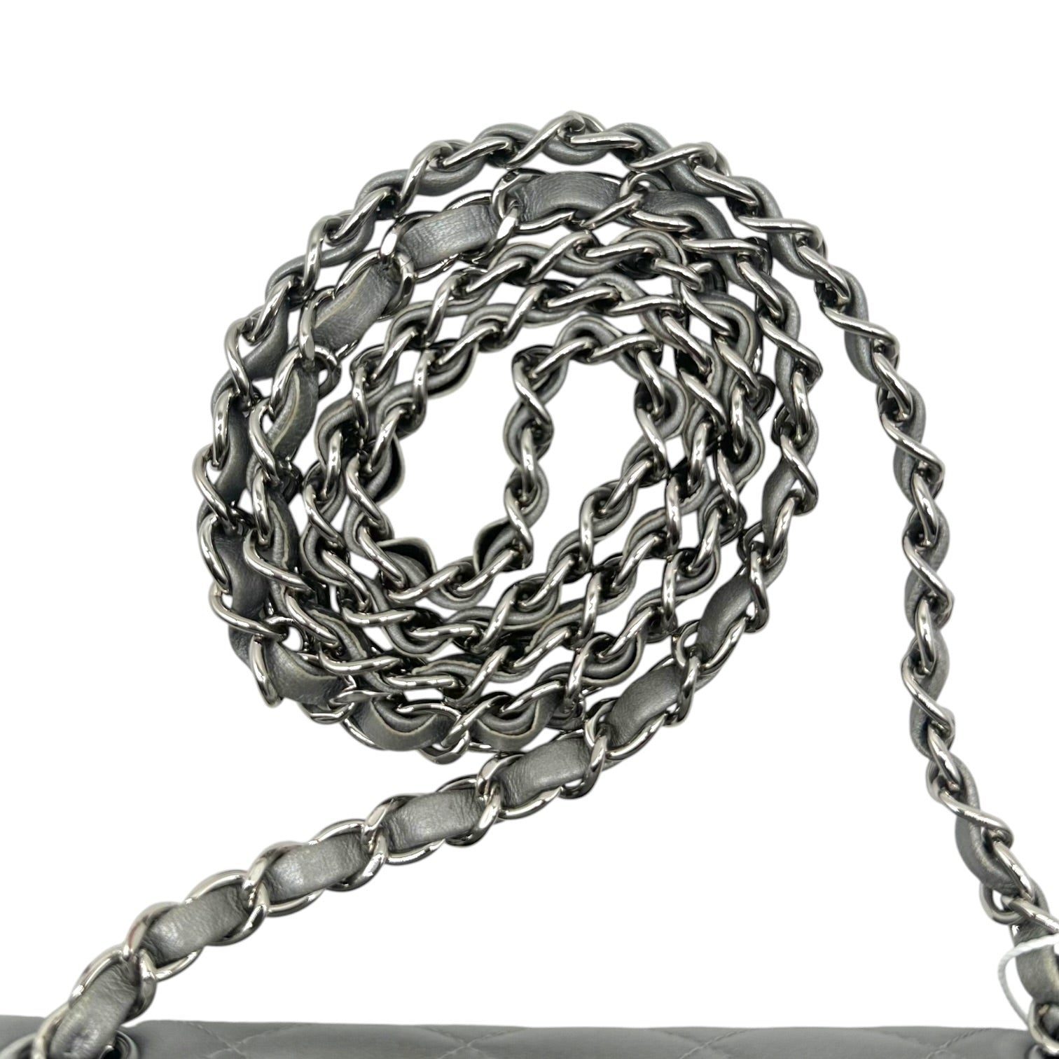 Chanel Metallic Silver Matelasse Small Classic Flap Bag