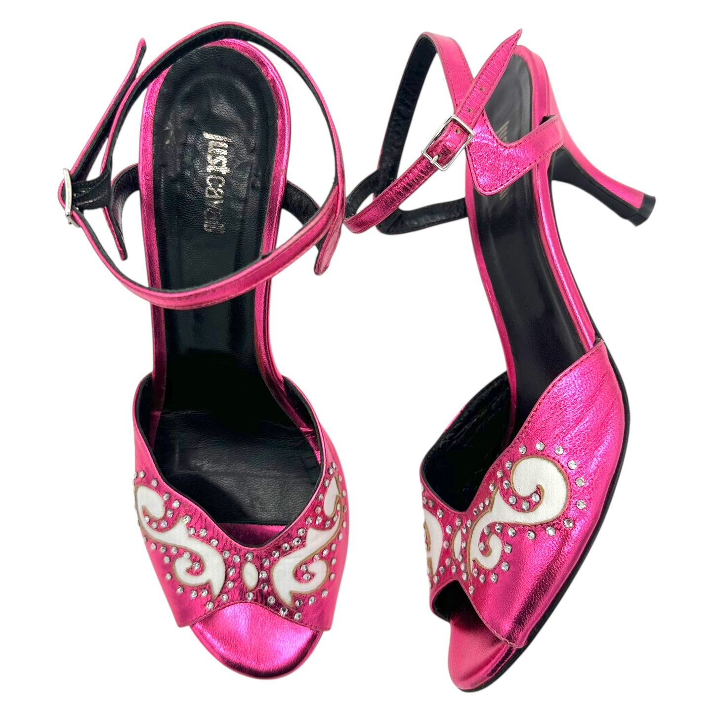 Just Cavalli Roberto Cavalli Pink Western Inspired Kitten Heels - Outfit Repeater