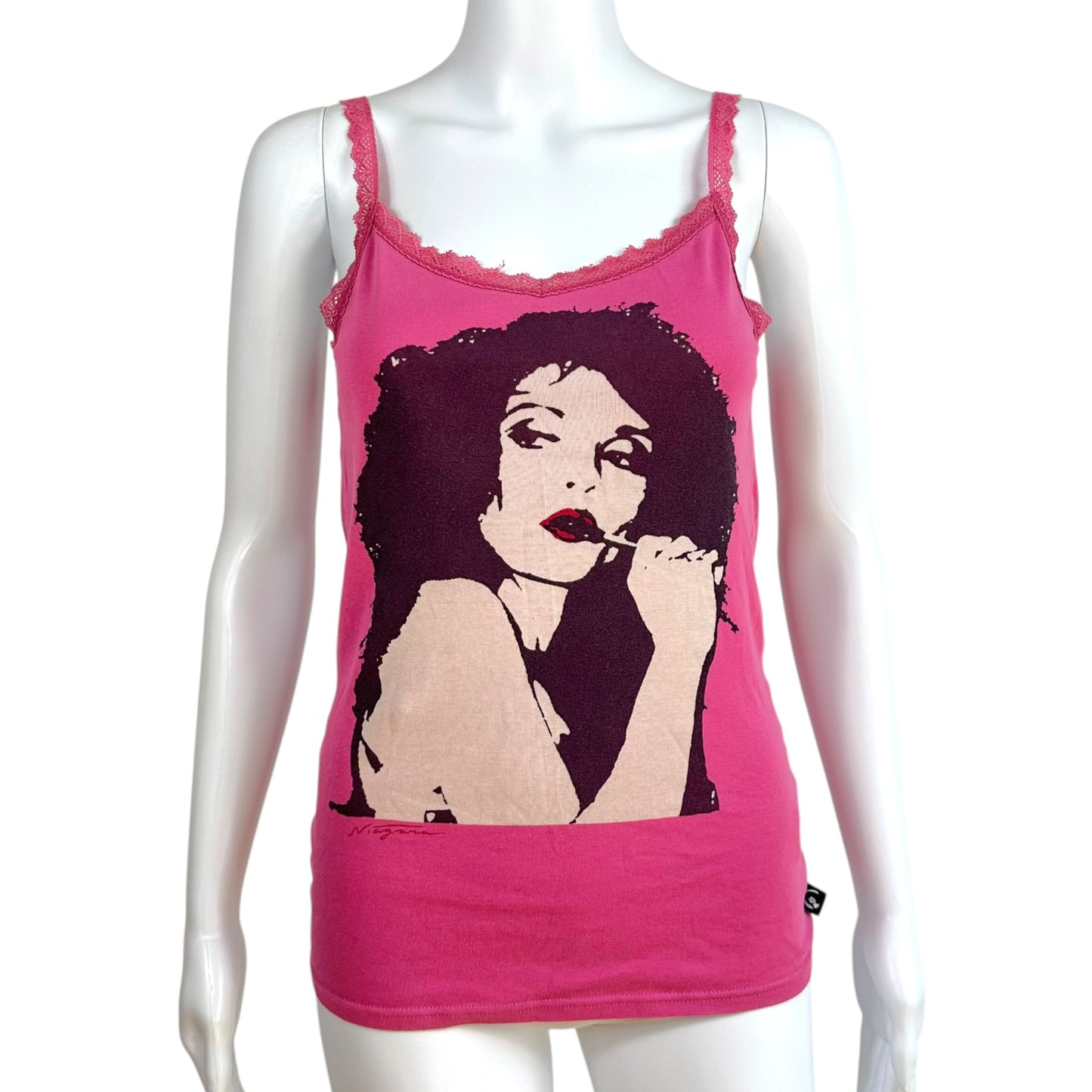 Hysteric Glamour Niagra 'Let There Be Dark'  Pink Lace Trim Graphic Cami