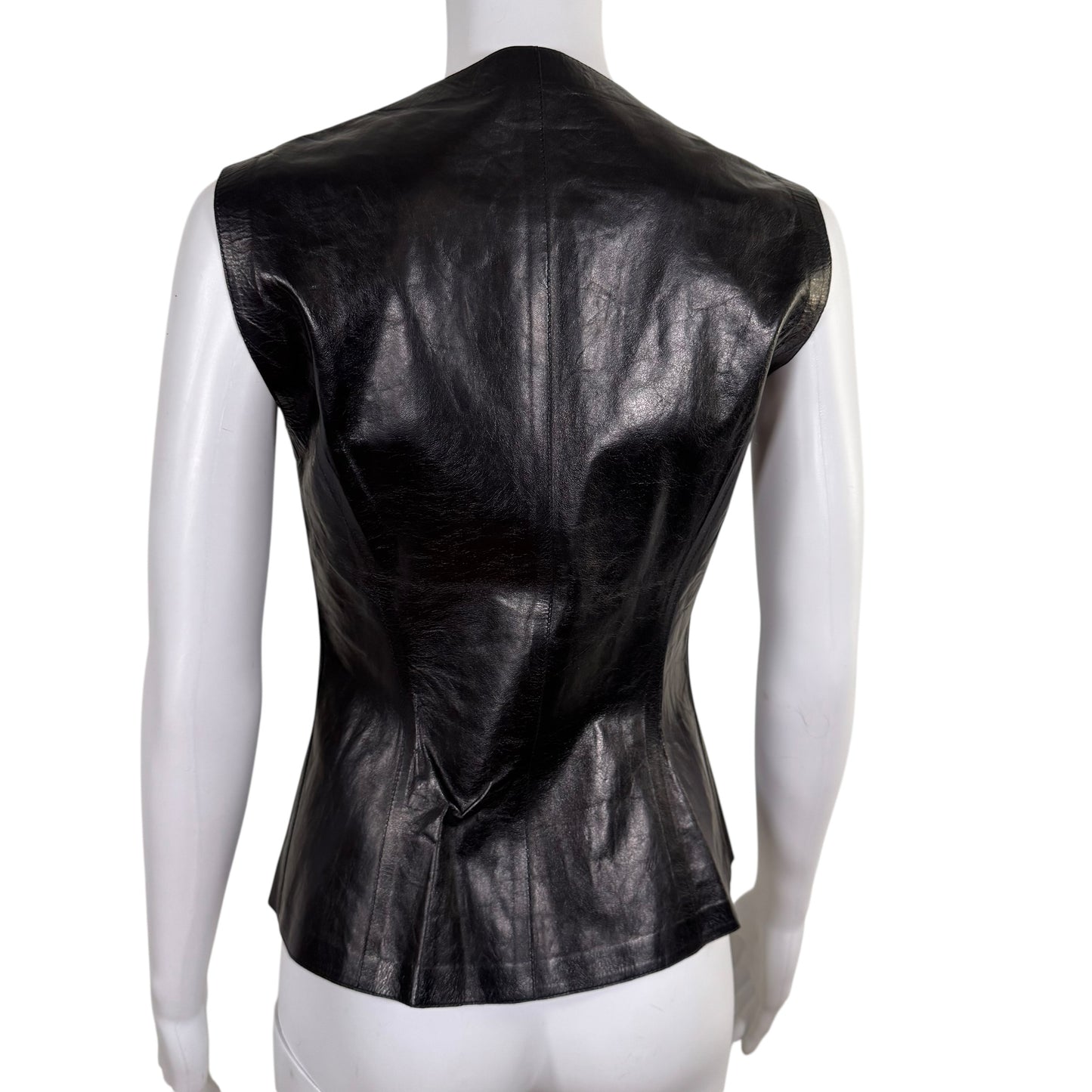 Gucci by Tom Ford 90's Black Leather Zip Up Vest Top