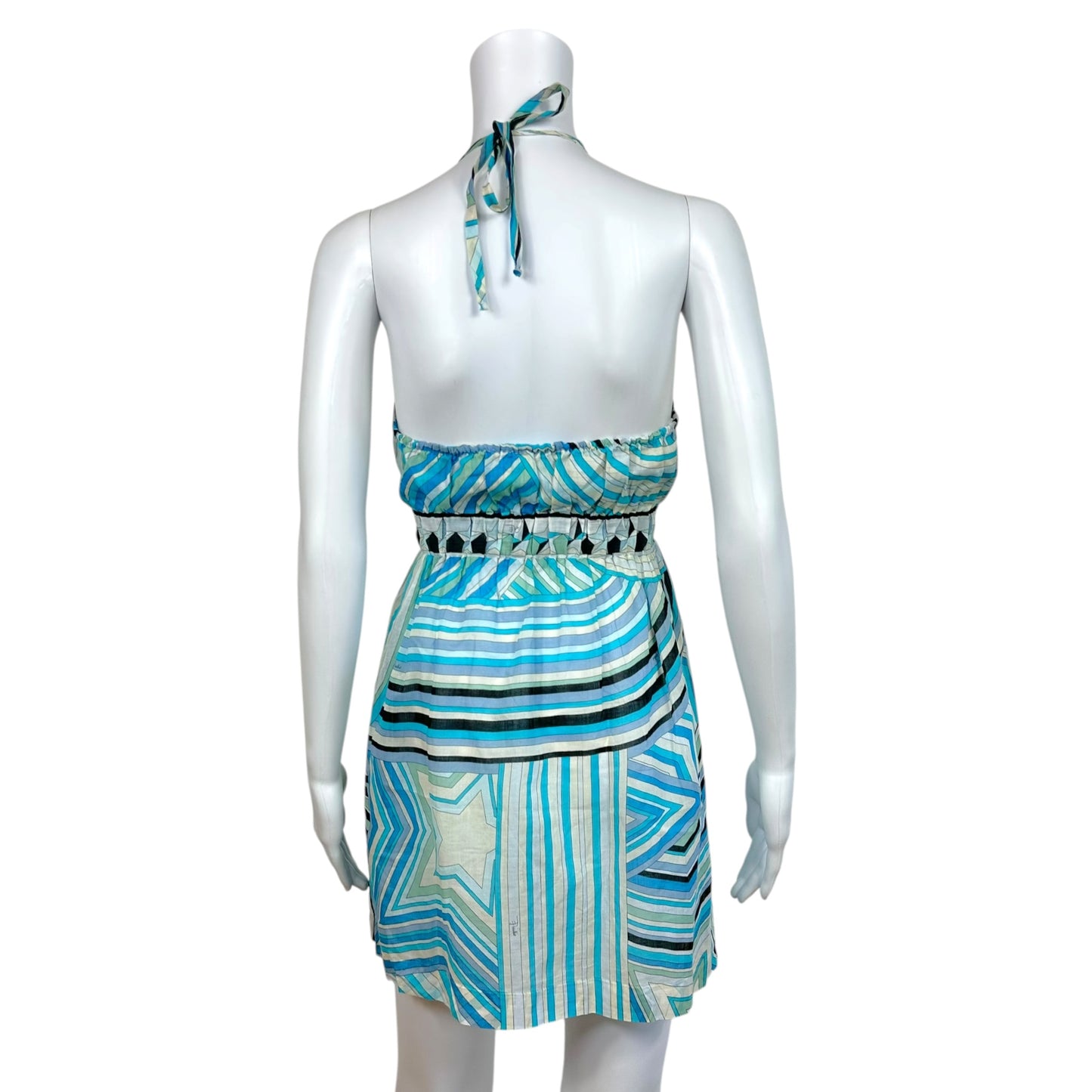 Emilio Pucci Blue Patterned Halter Neck Cami Top