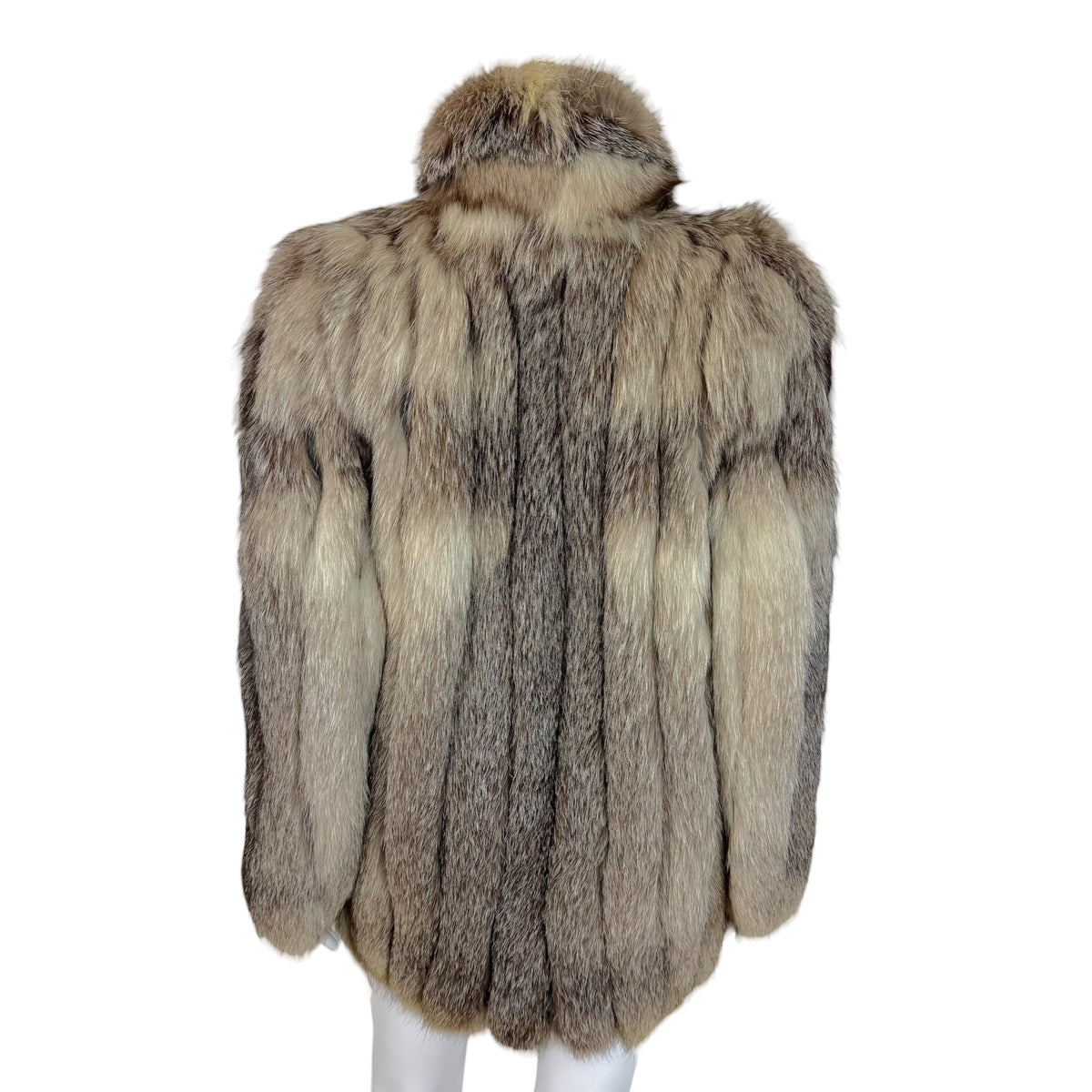 Saga Fox Silver Fox Fur Coat with Wide Collar