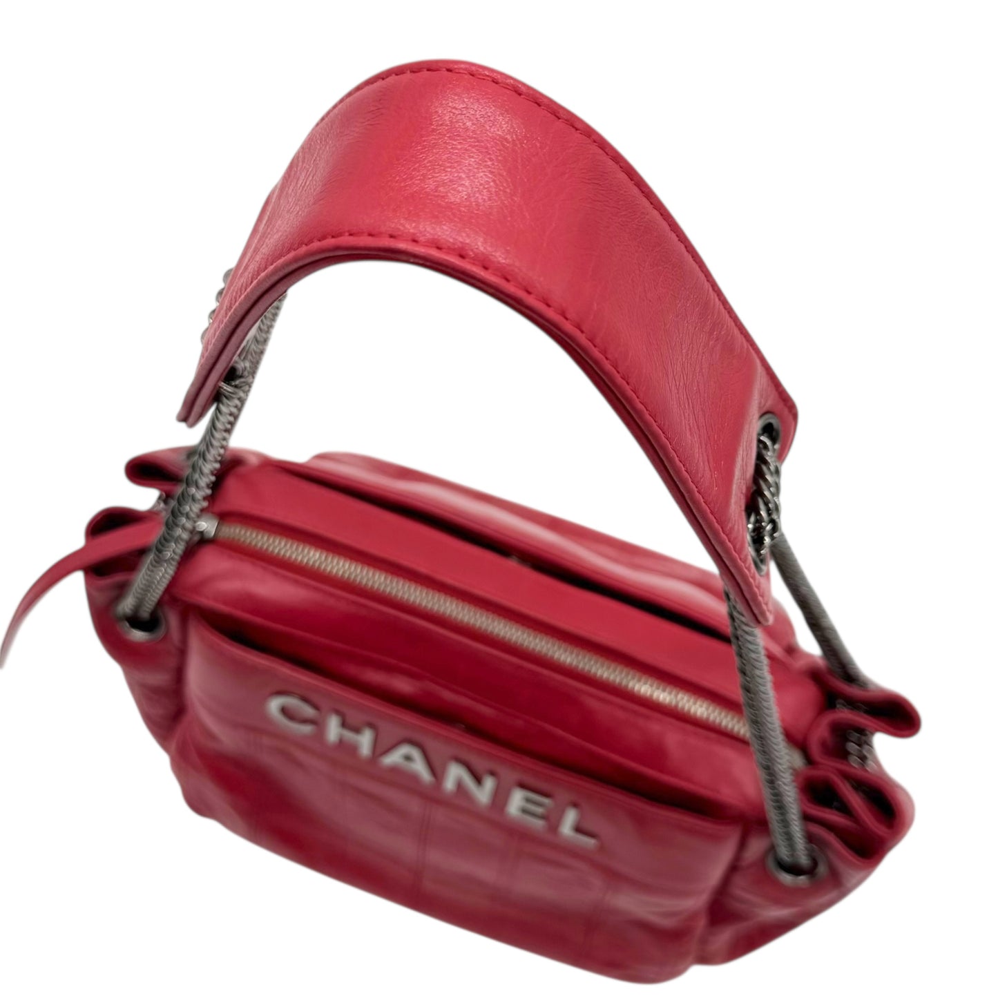 Chanel Red Leather LAX Chocolate Bar Quilted Shoulder Bag 2006-08 - Outfit Repeater