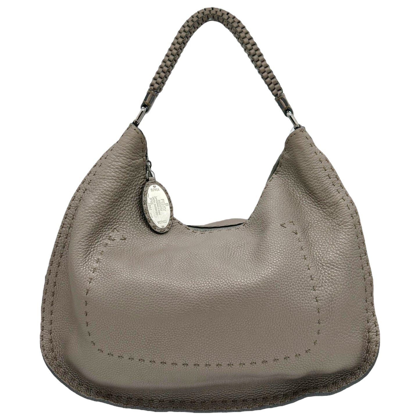 Fendi Selleria Silver Leather Hobo Bag