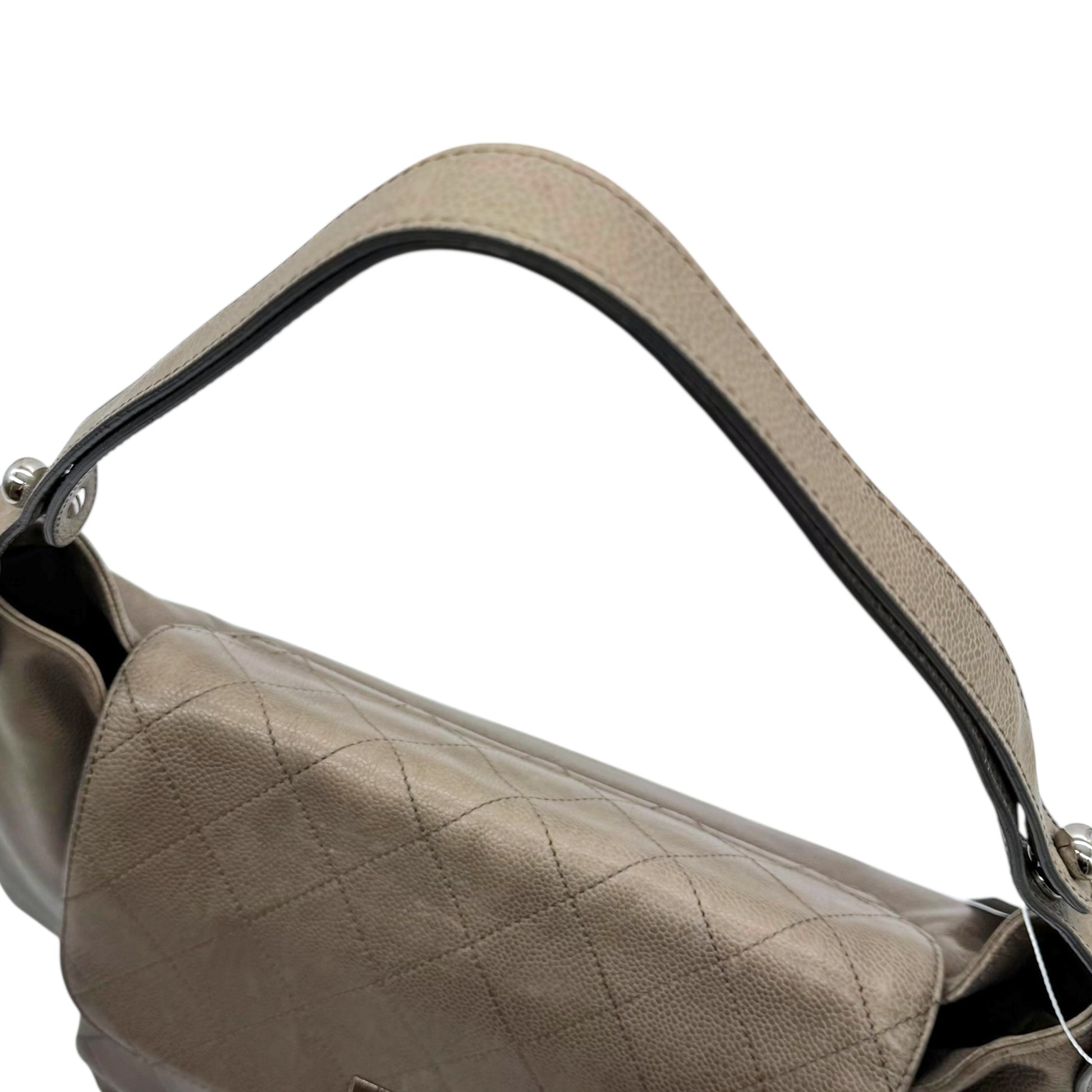 Chanel Gray Caviar Leather Matelasse Hobo Bag 2008-09 - Outfit Repeater