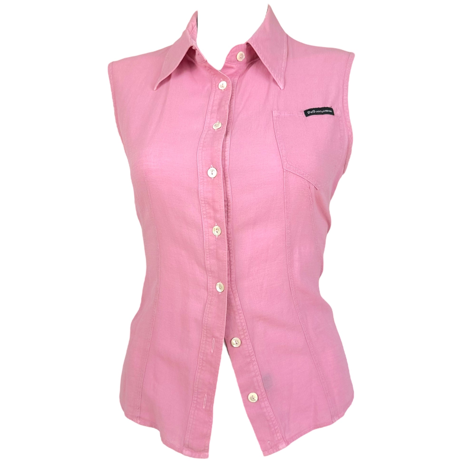 D&G Dolce & Gabbana Sheer Pink Sleeveless Blouse - Outfit Repeater