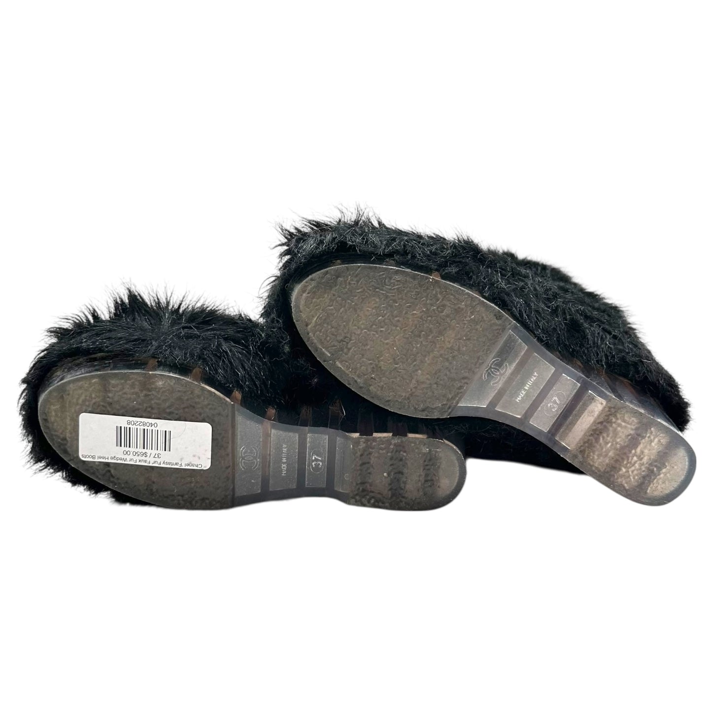 Chanel 'Fantasy Fur' Faux Fur Wedge Heel Boots