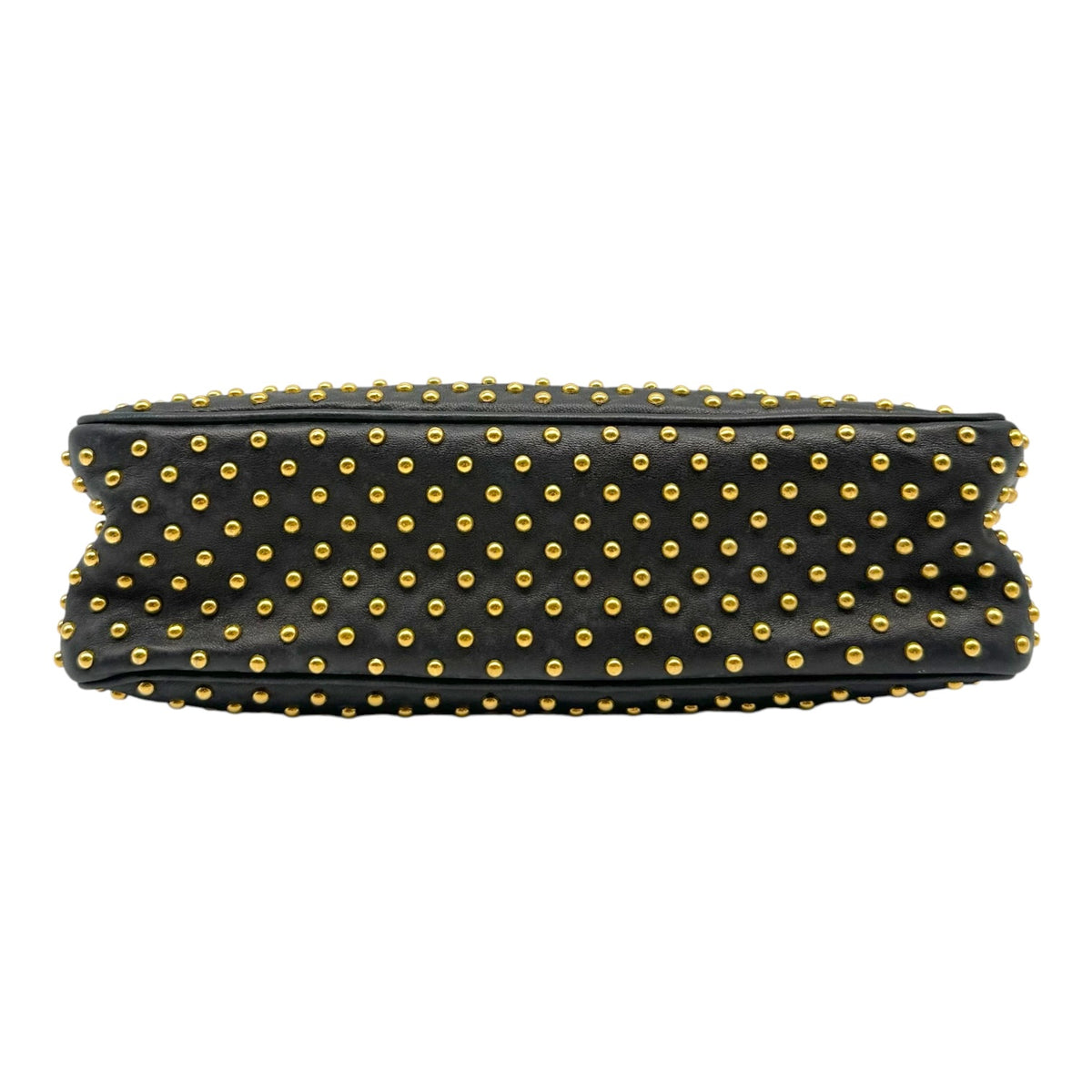 Miu Miu Black Lambskin Gold Studded Pouch Clutch Bag