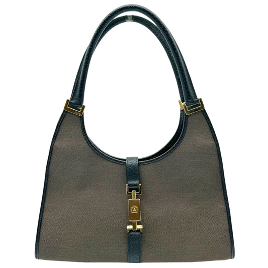 Gucci Taupe Canvas & Black Leather Jackie Bag