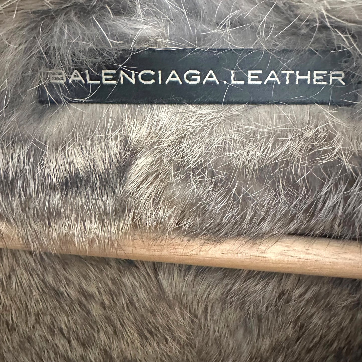 Balenciaga 2008 Rabbit Fur & Suede Patchwork Mid-Length Coat