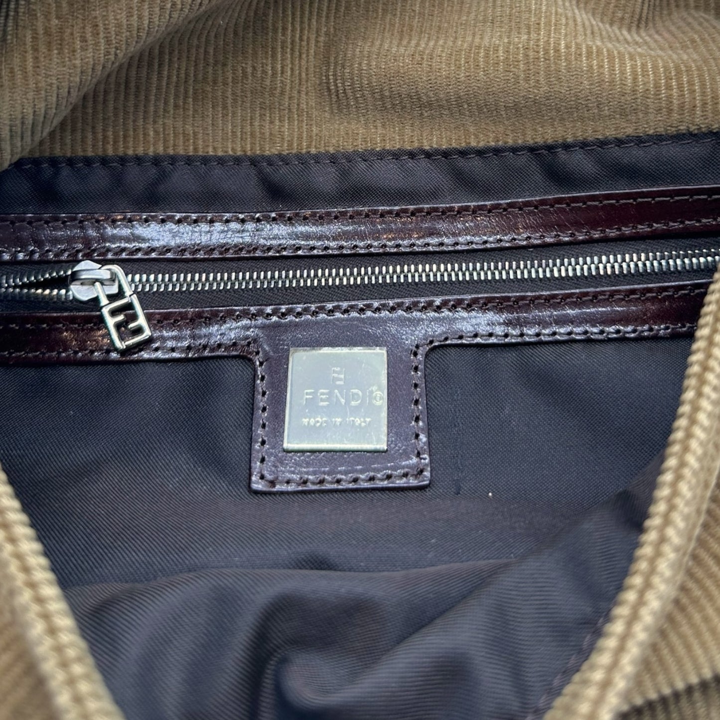 Fendi Brown Corduroy Baguette Bag - Outfit Repeater