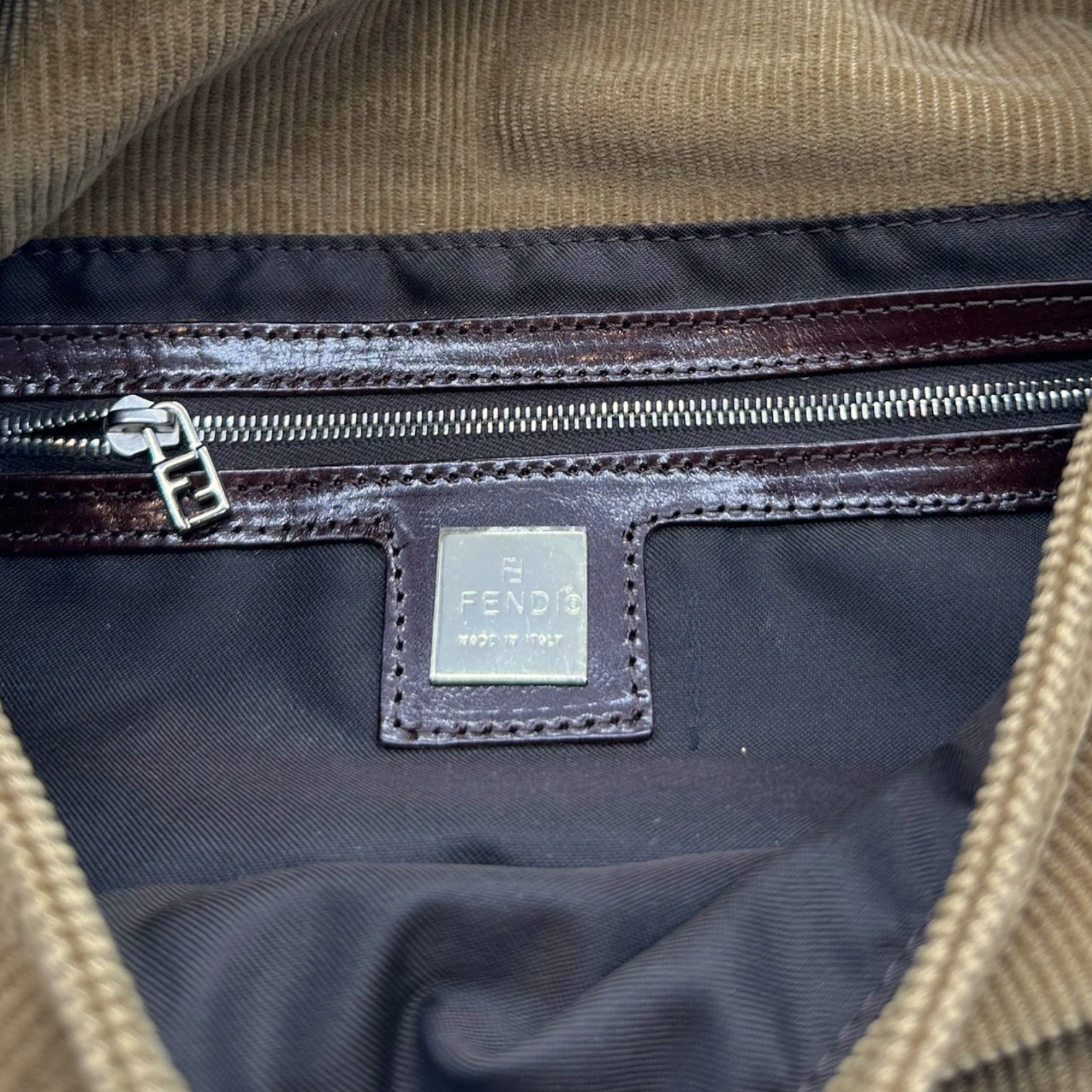 Fendi Brown Corduroy Baguette Bag - Outfit Repeater