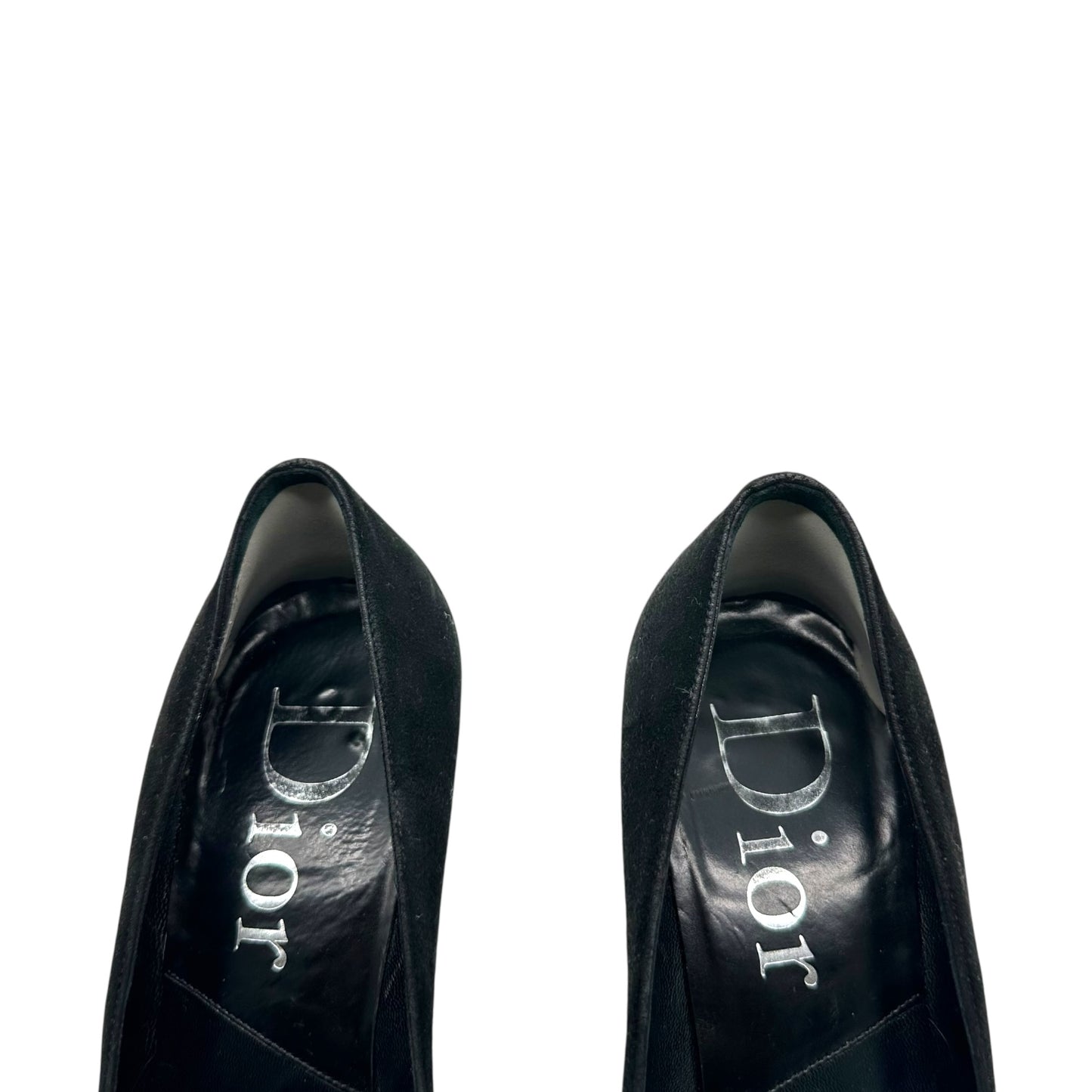 Christian Dior Black Suede Romantique Heart Charm Heels